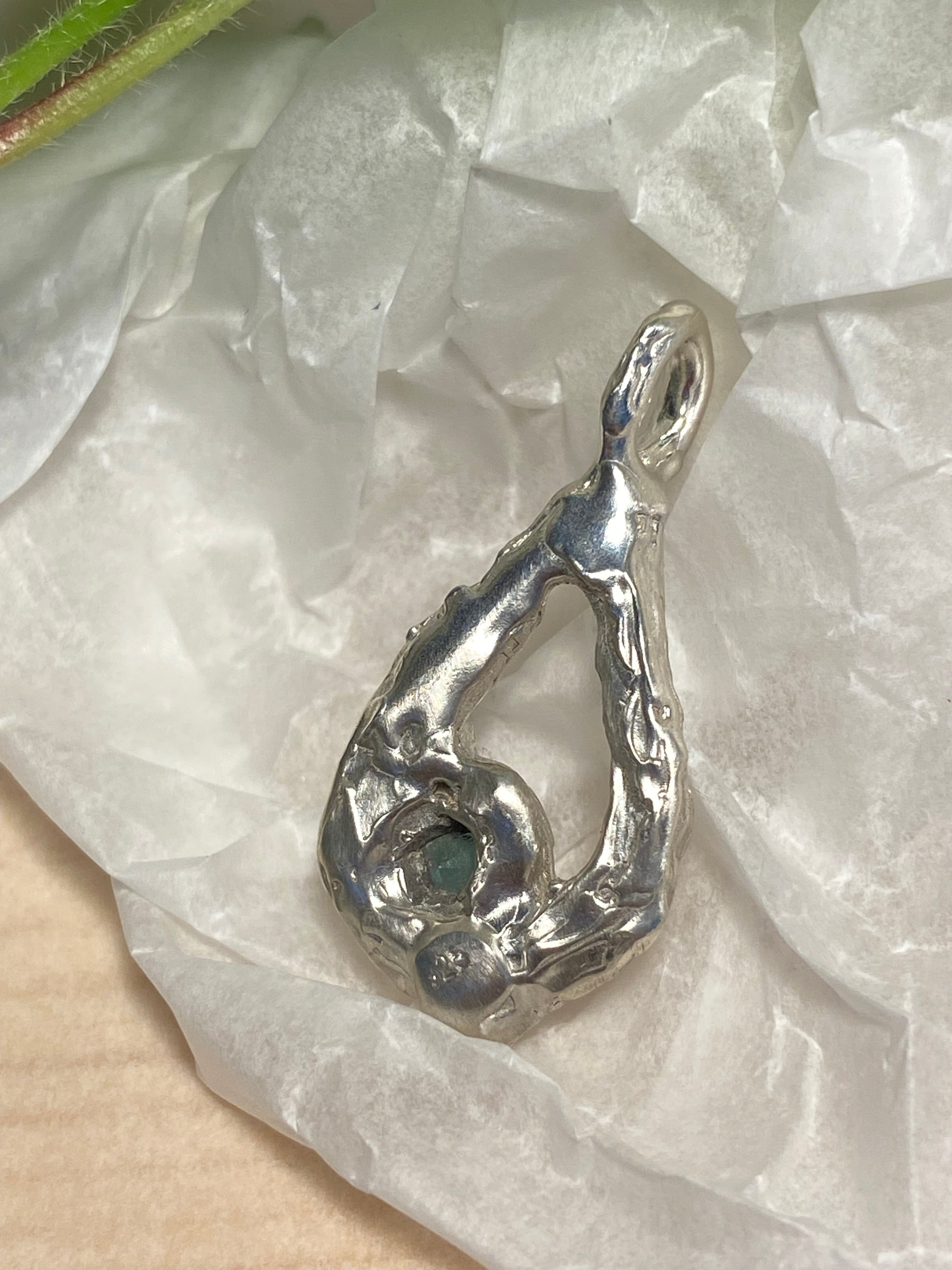 Silver and Green Tourmaline pendant