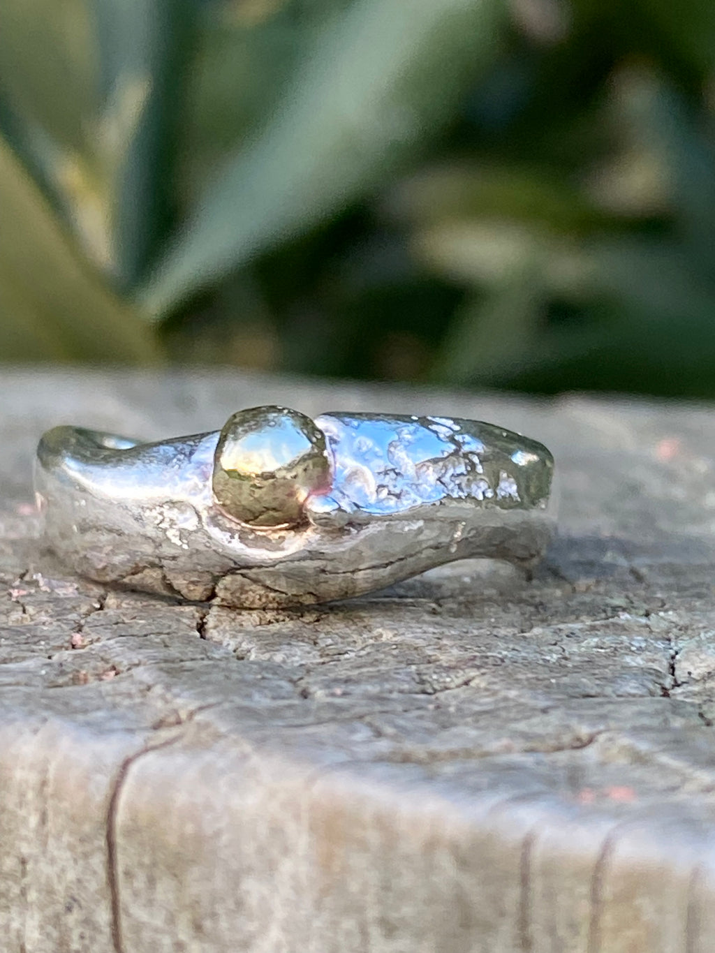 Sterling Silver Brass Seed Ring | Size N | One of a Kind