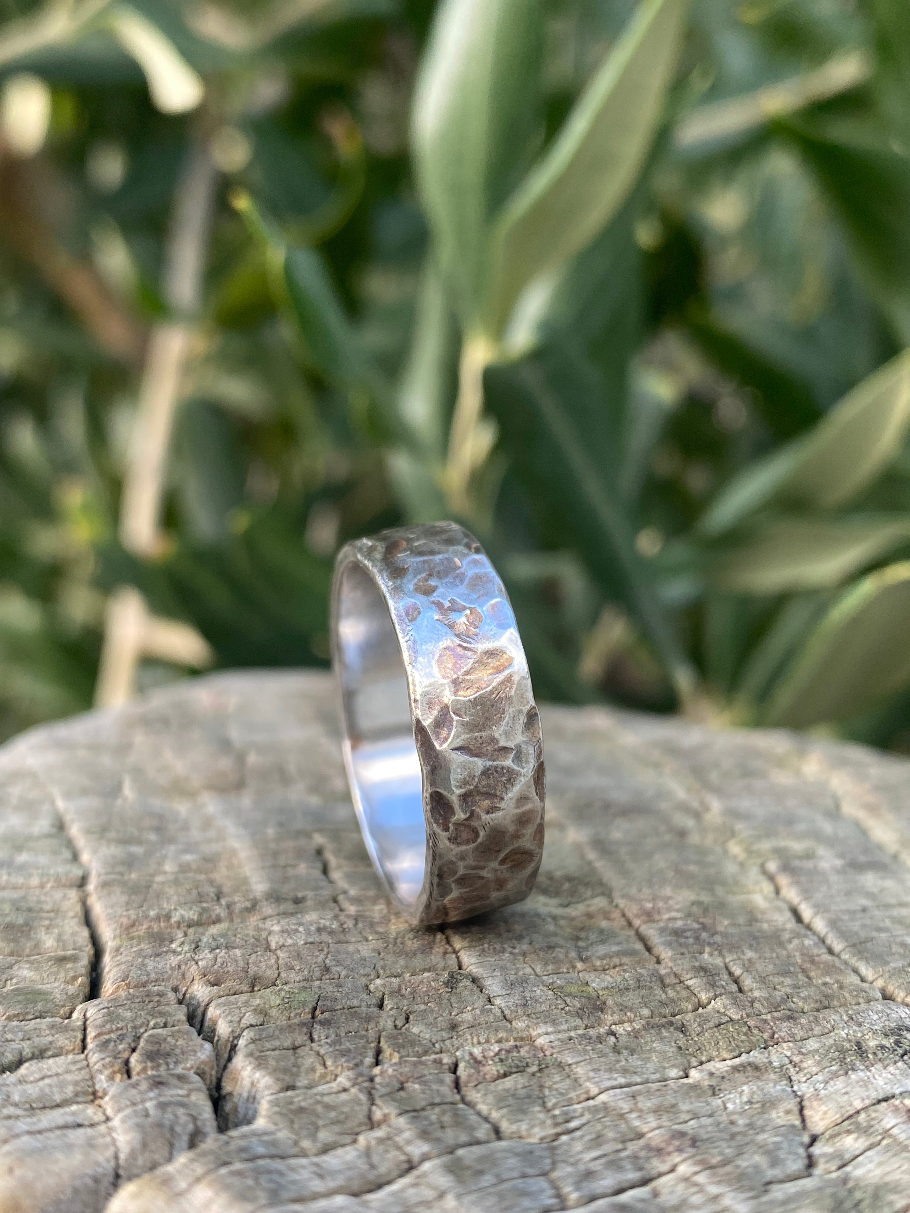 Hammered Sterling Silver Band Ring
