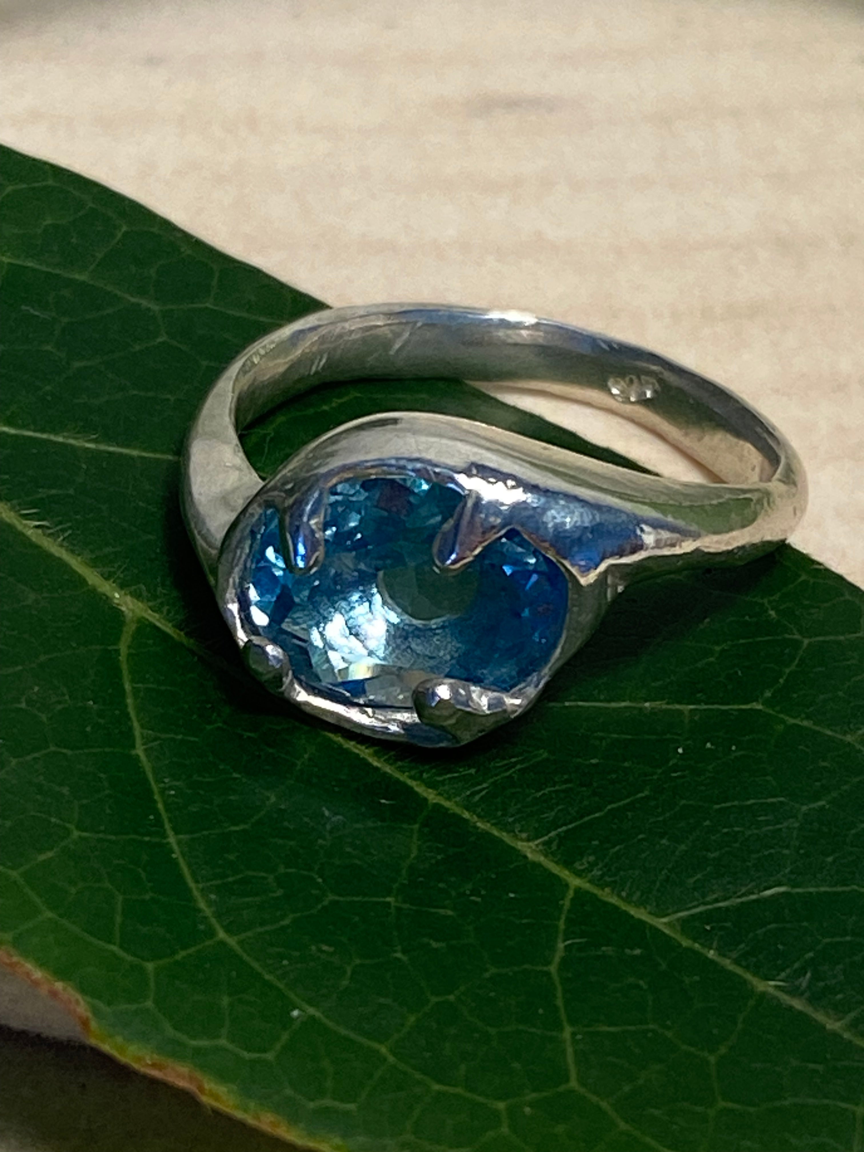 Blue Topaz and sterling silver ring