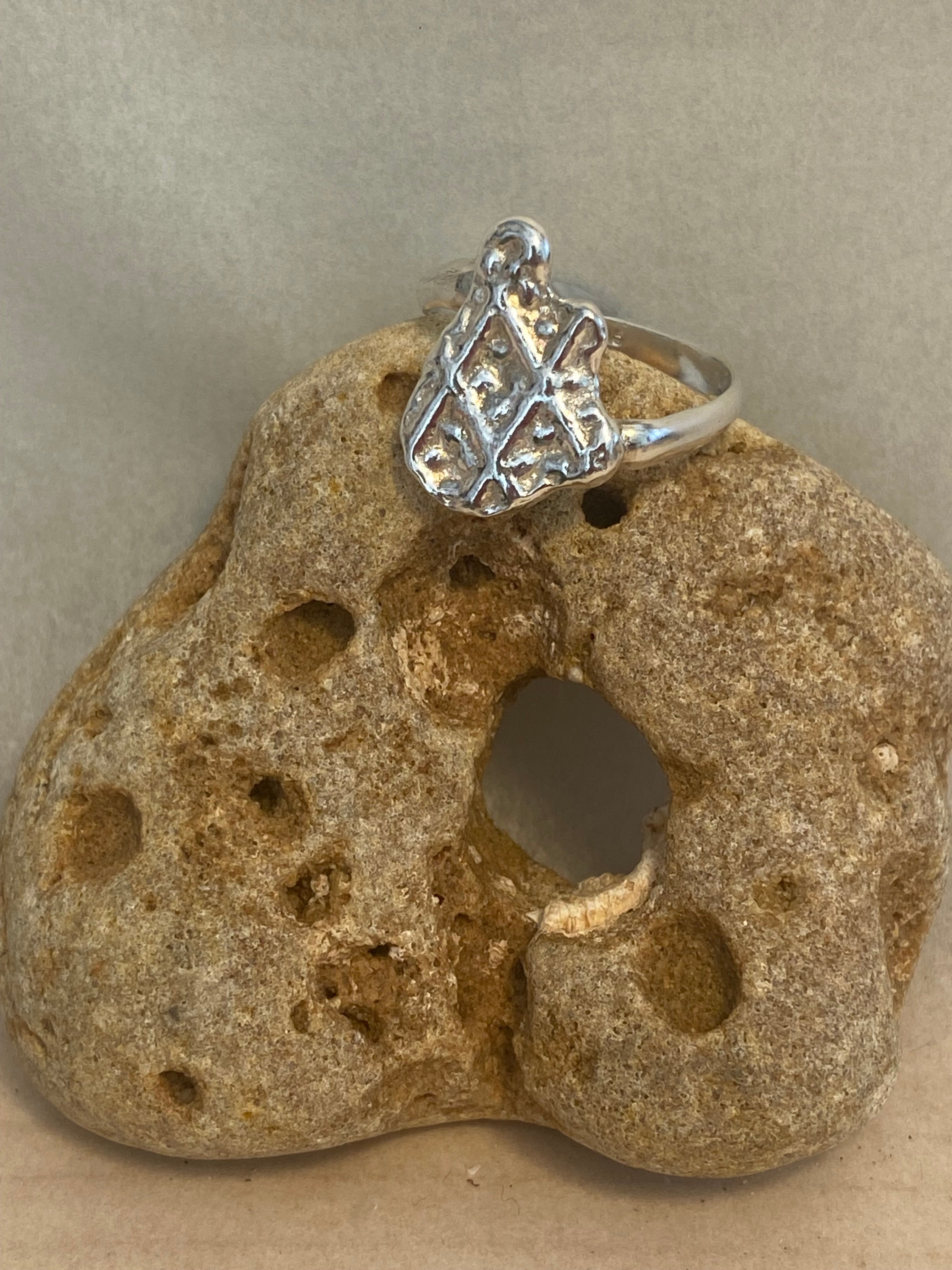 Offset Impressions Sterling Silver Ring