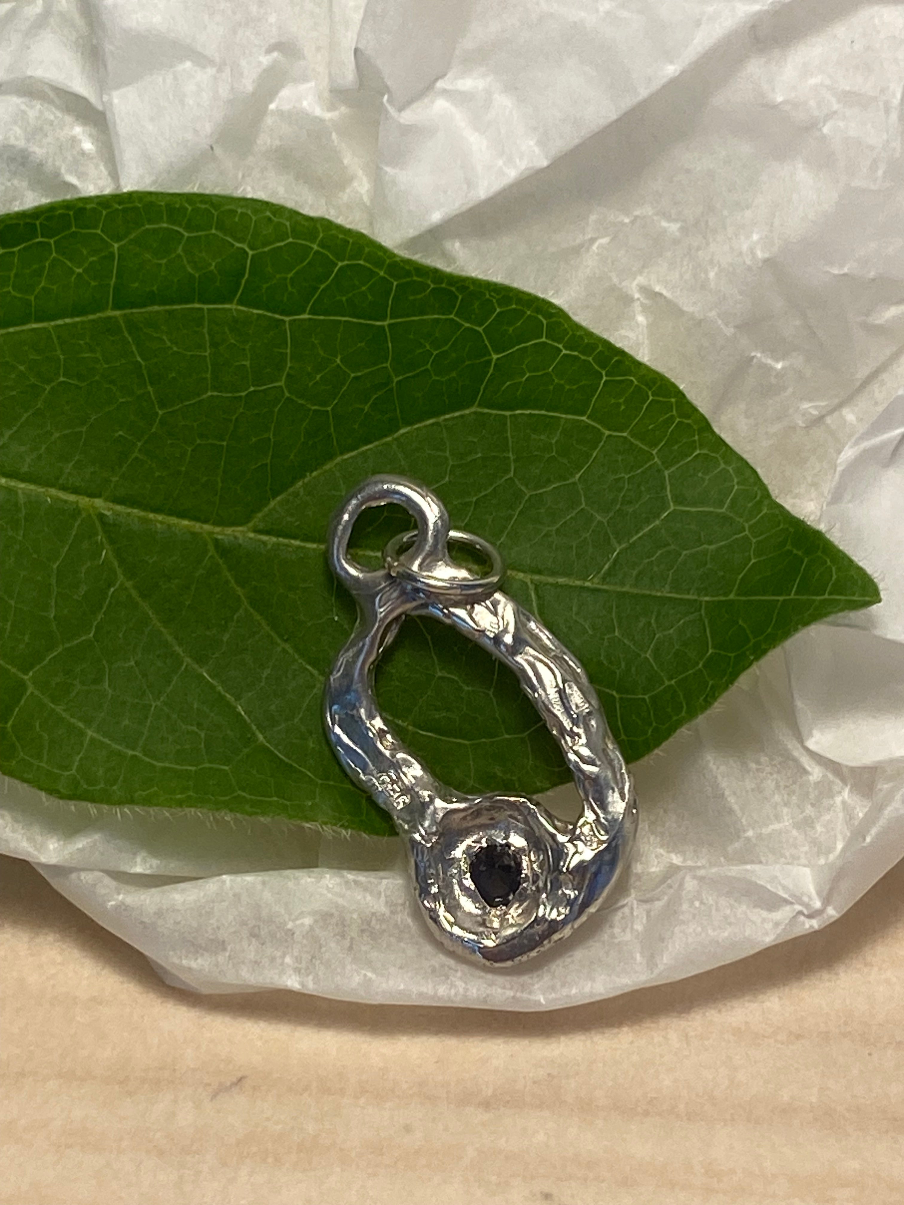 Blue Spinel and Sterling Silver pendant