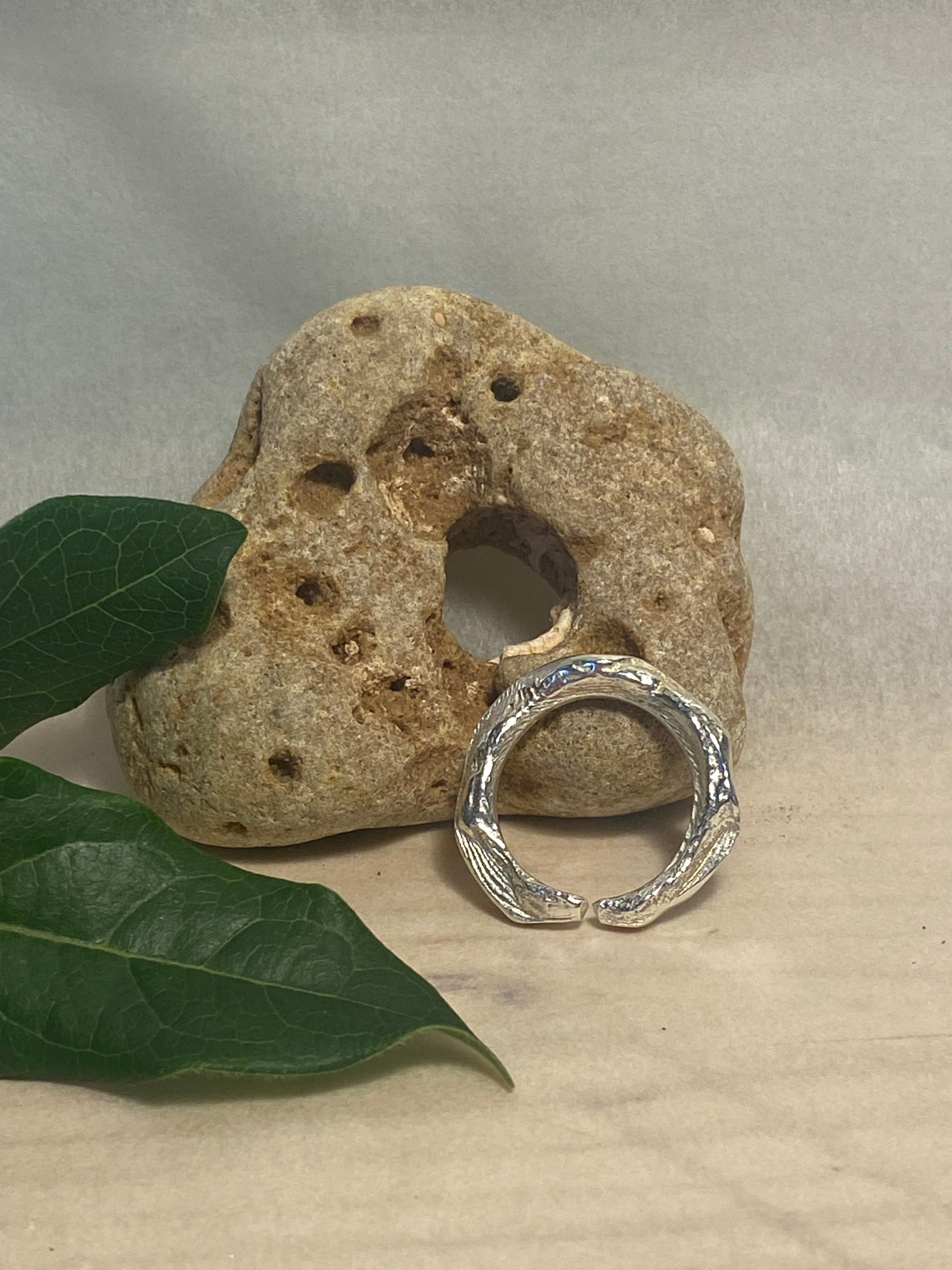 Cuttlefish Cast Adjustable Sterling Silver Ring