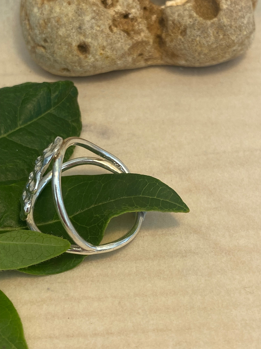 Coral Impressions Double Band Sterling Silver Ring