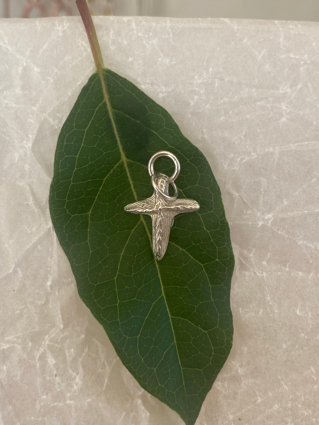 Cuttlefish Cast Silver Cross Pendant