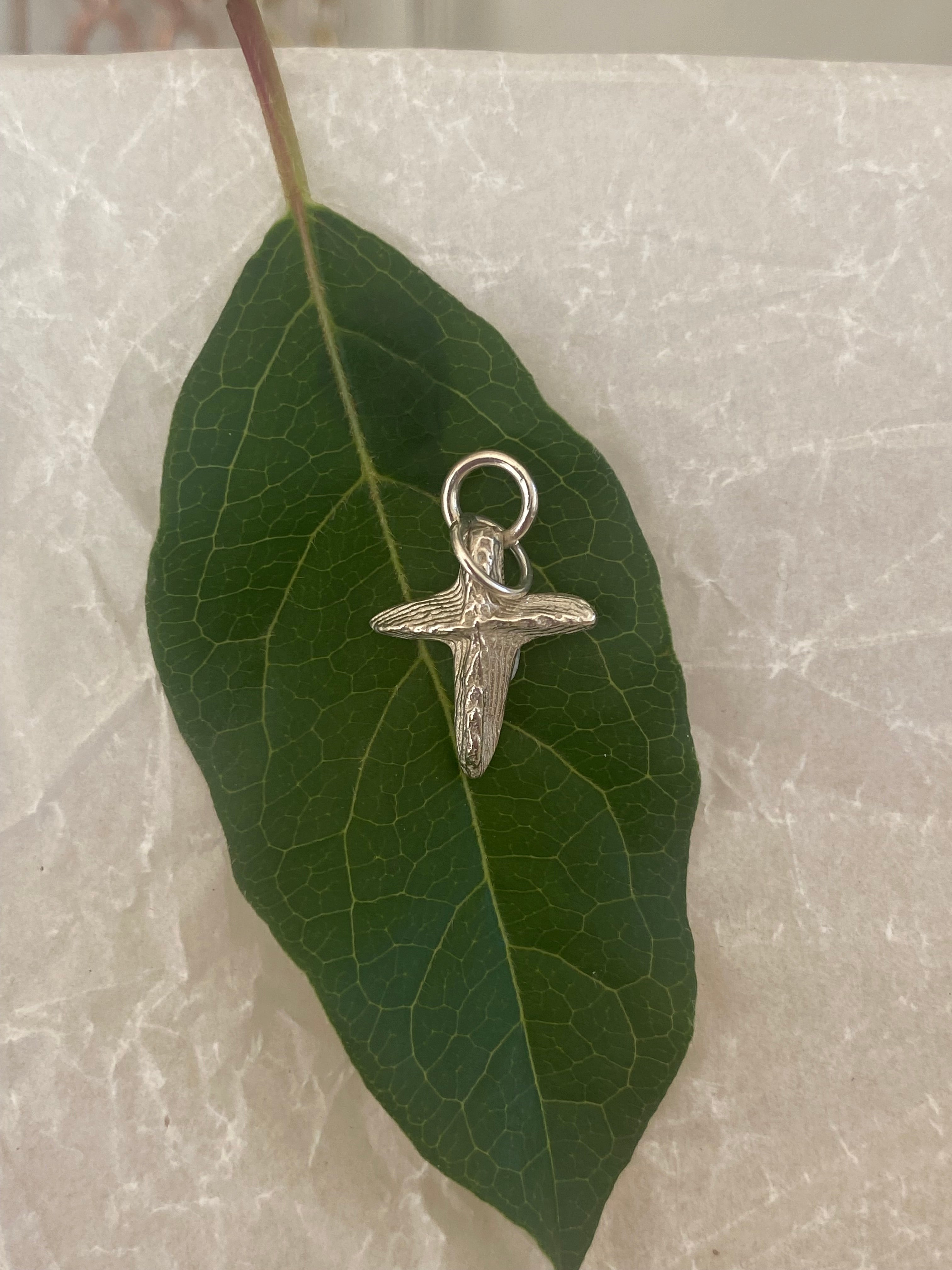 Cuttlefish Cast Silver Cross Pendant