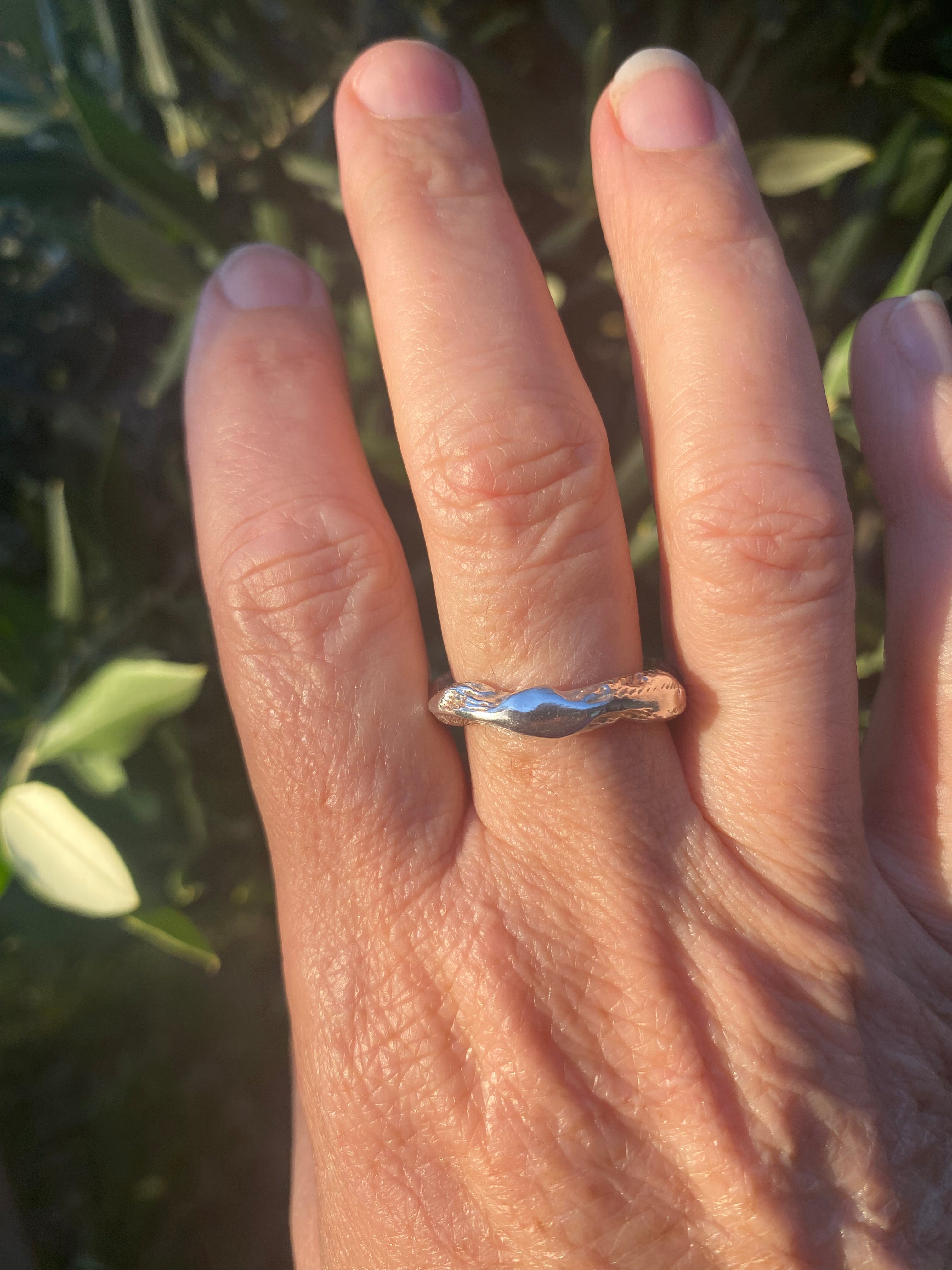 Cuttlefish Cast Adjustable Sterling Silver Ring