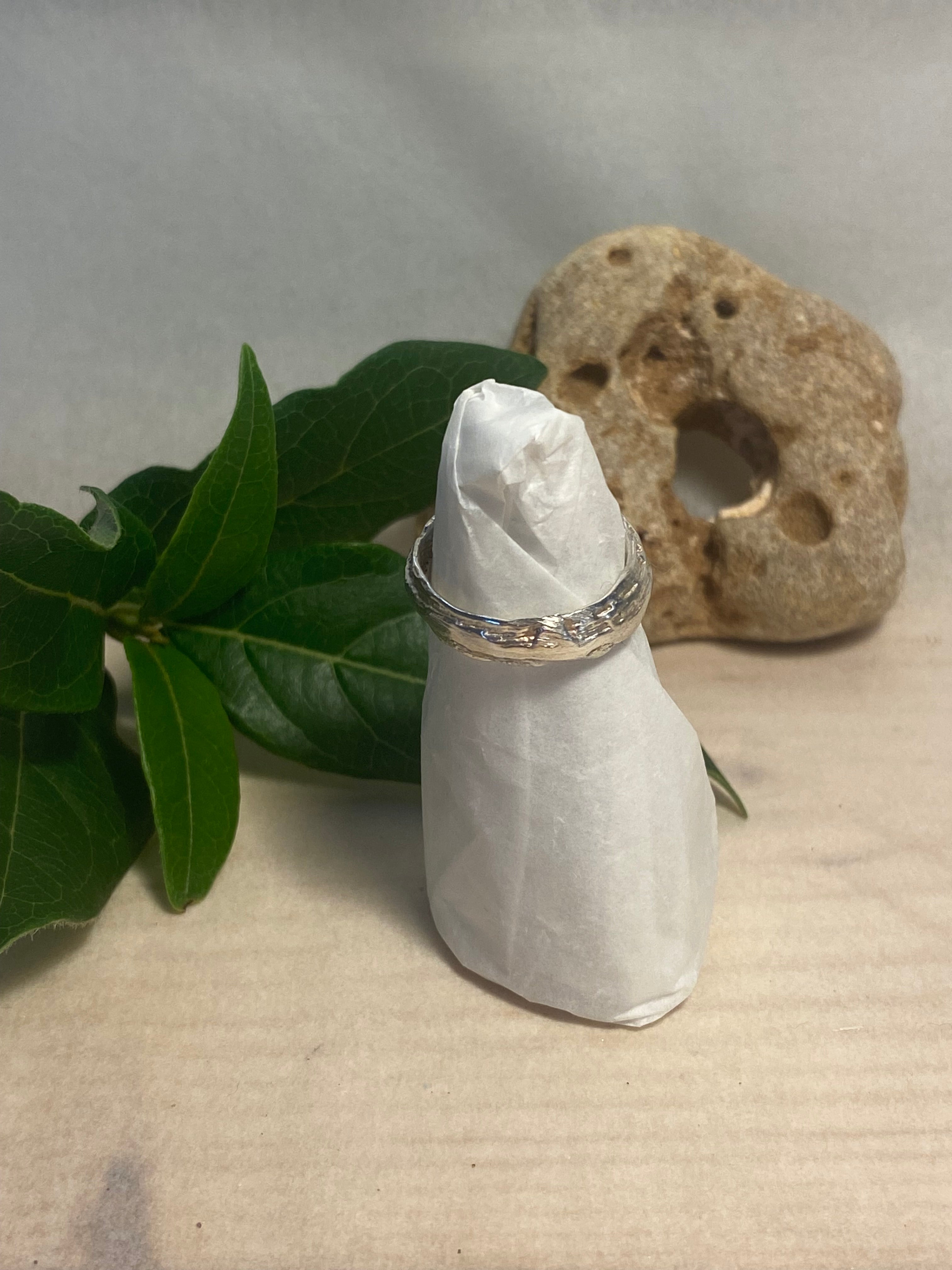 Molten Cuttlefish Cast Sterling Silver Ring