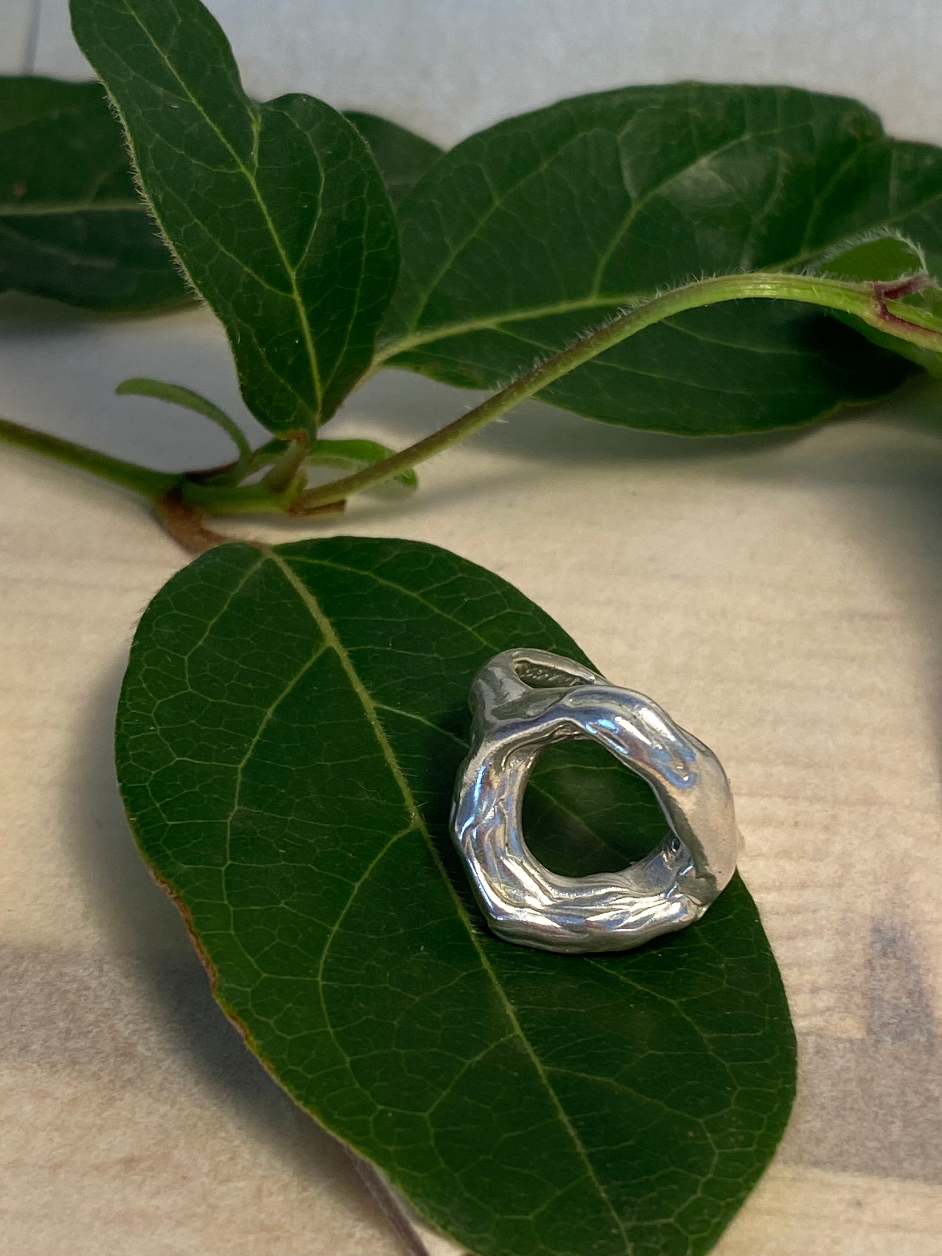 Sterling silver molten look ring