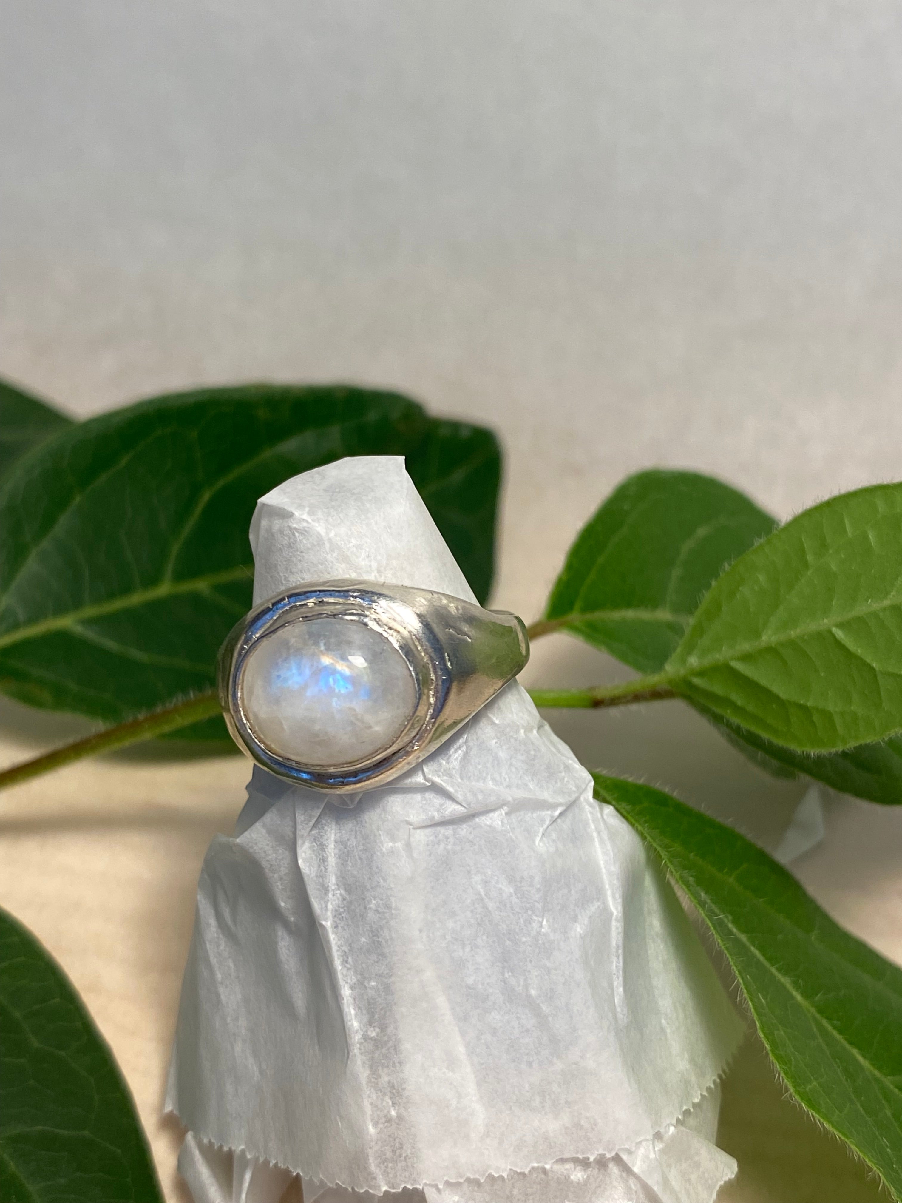 Moonstone and sterling silver ring