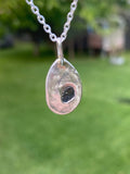 Green Sapphire Rockpool Pendant — Sterling Silver and uncut Australian Sapphire