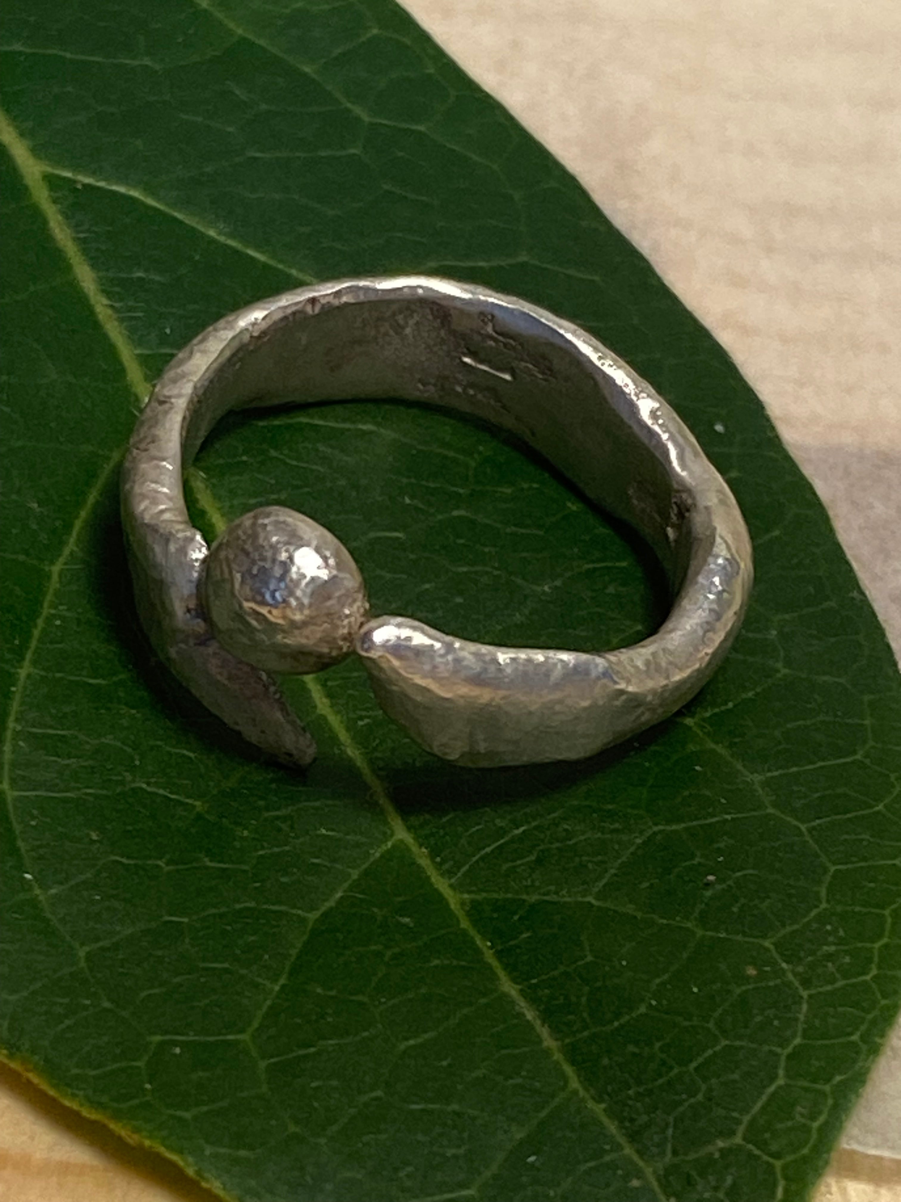 Textured, adjustable sterling silver ring