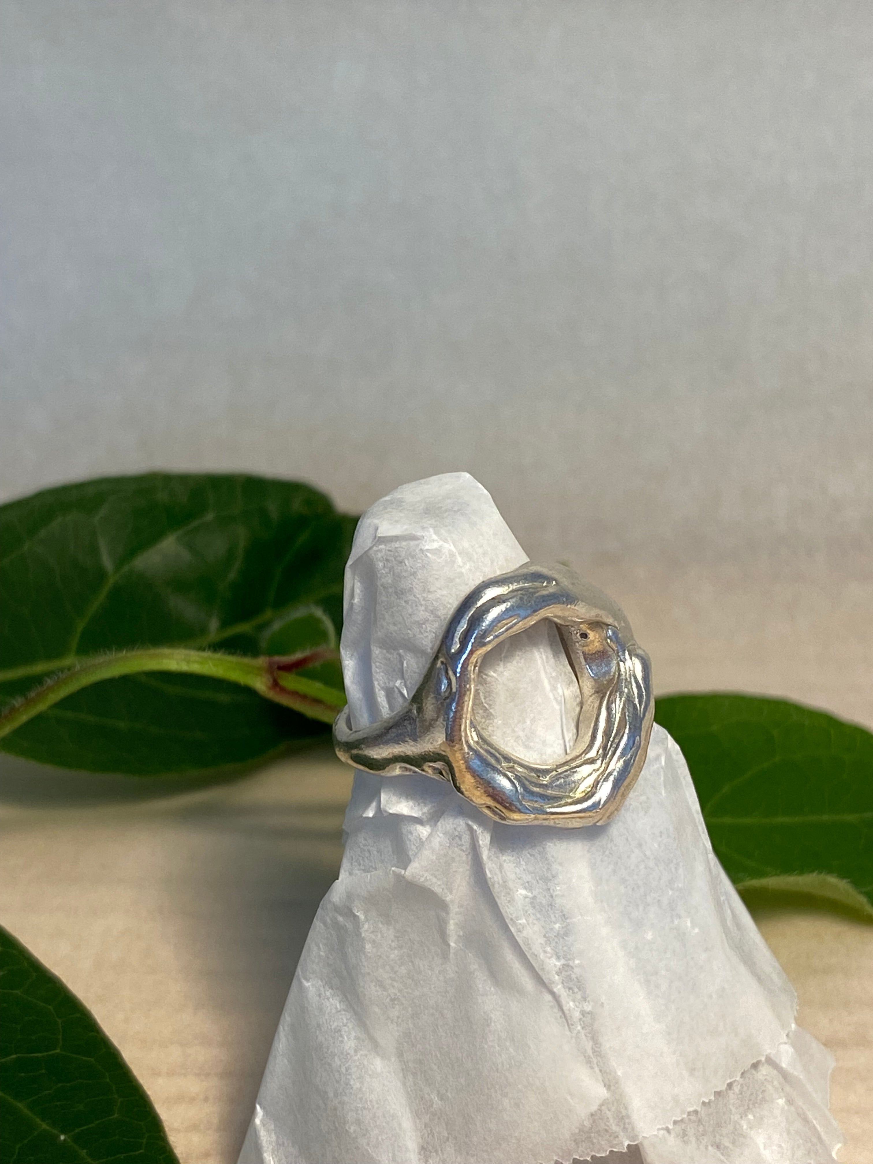 Sterling silver molten look ring