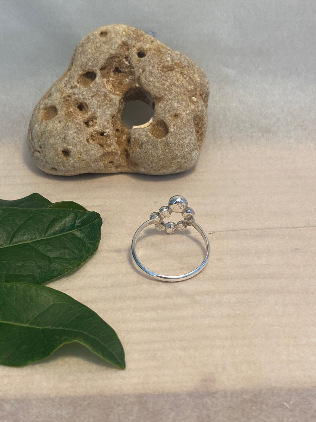 Silver Pebble Halo Ring