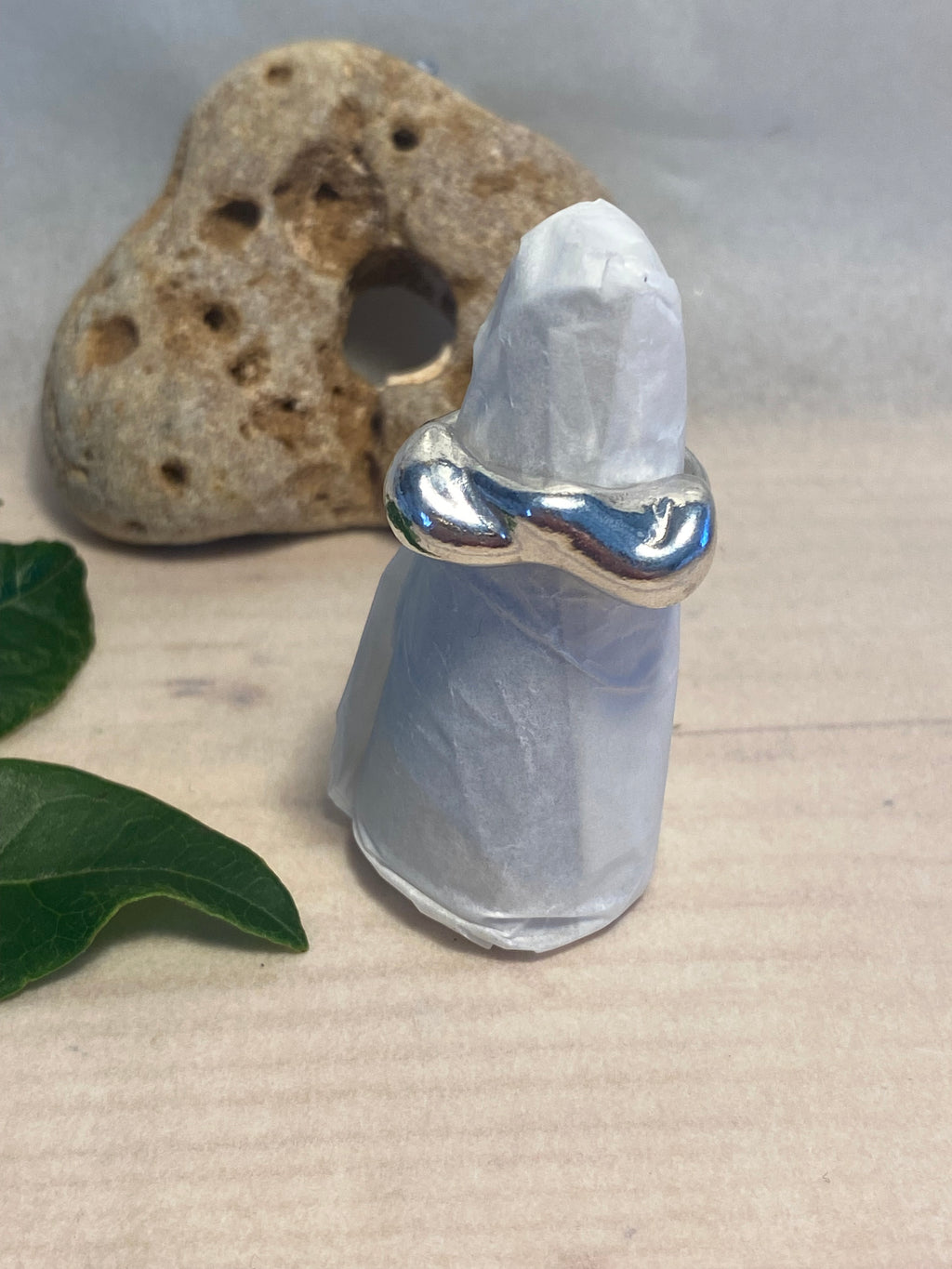 Wave Wax Carved Sterling Silver Statement Ring