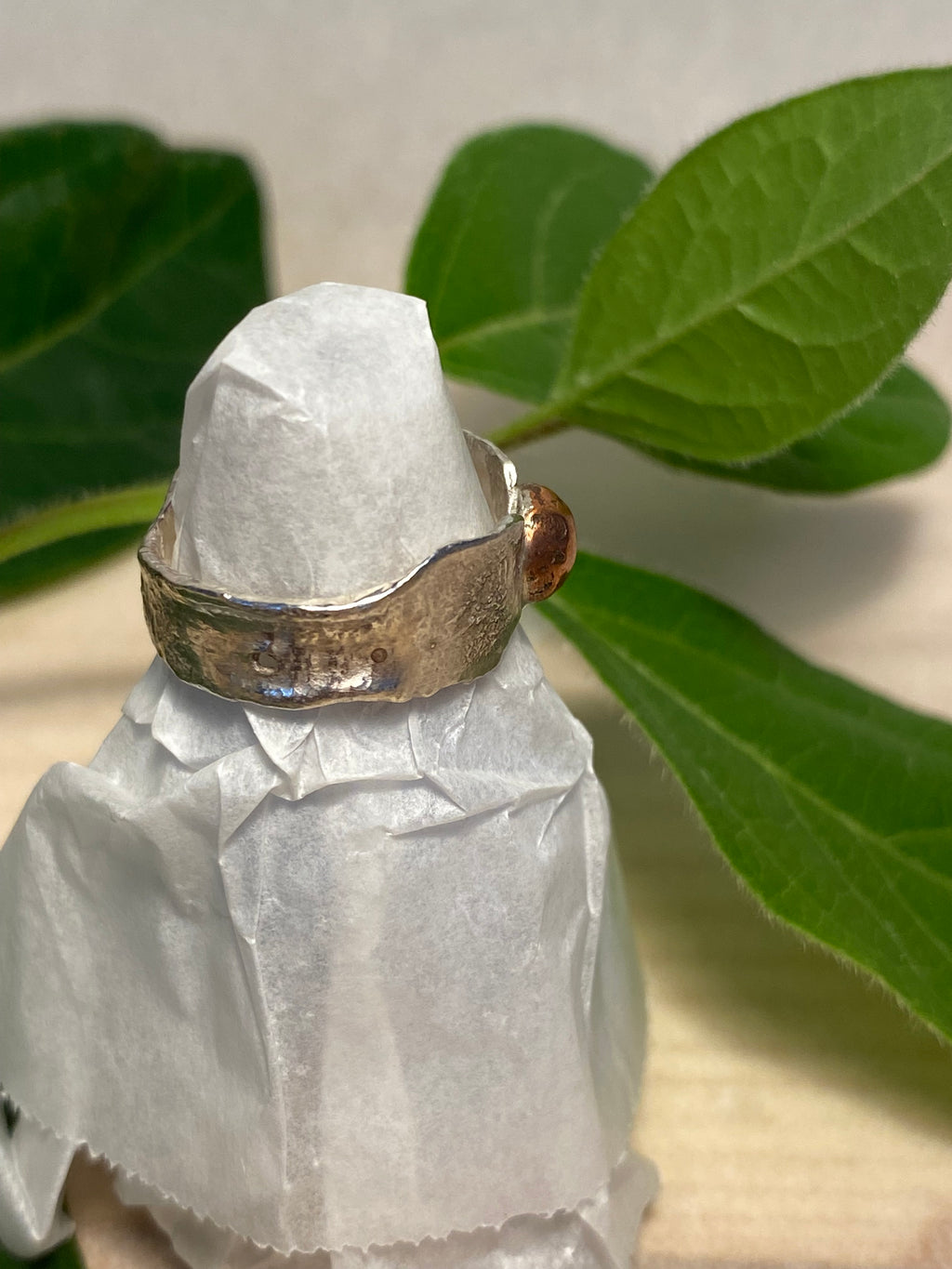 Reticulated Sterling Silver Ring with Molten Copper Detail