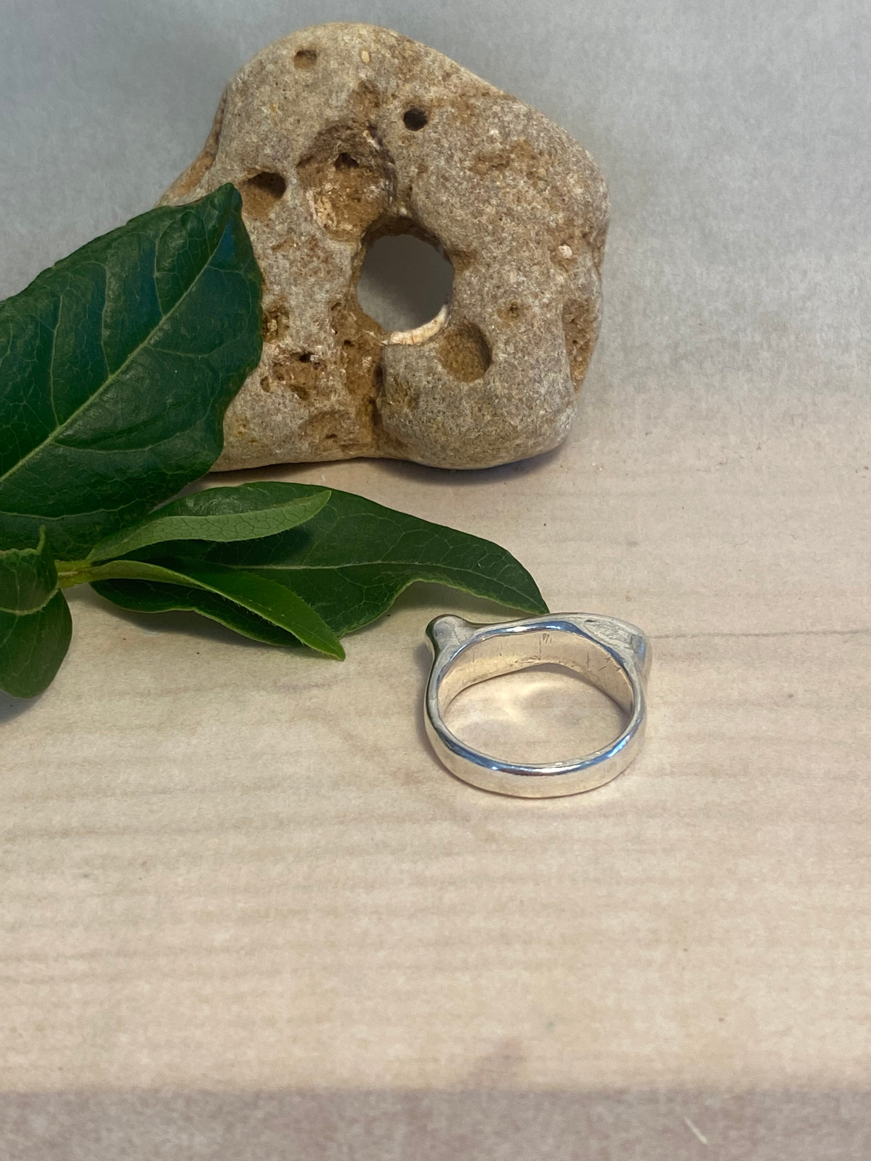 Flow Wax Carved Sterling Silver Statement Ring