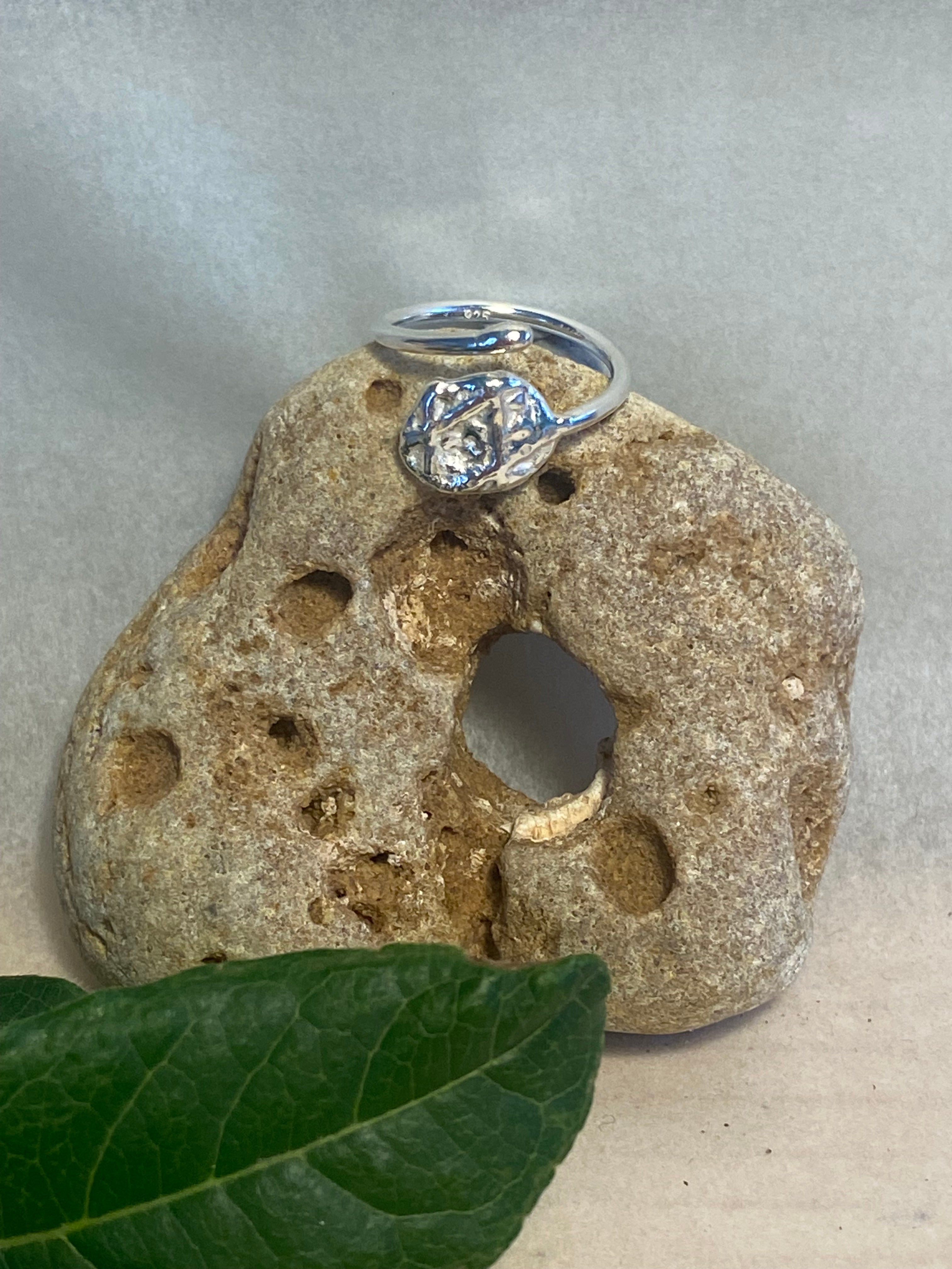 Adjustable Impressions Sterling Silver Ring