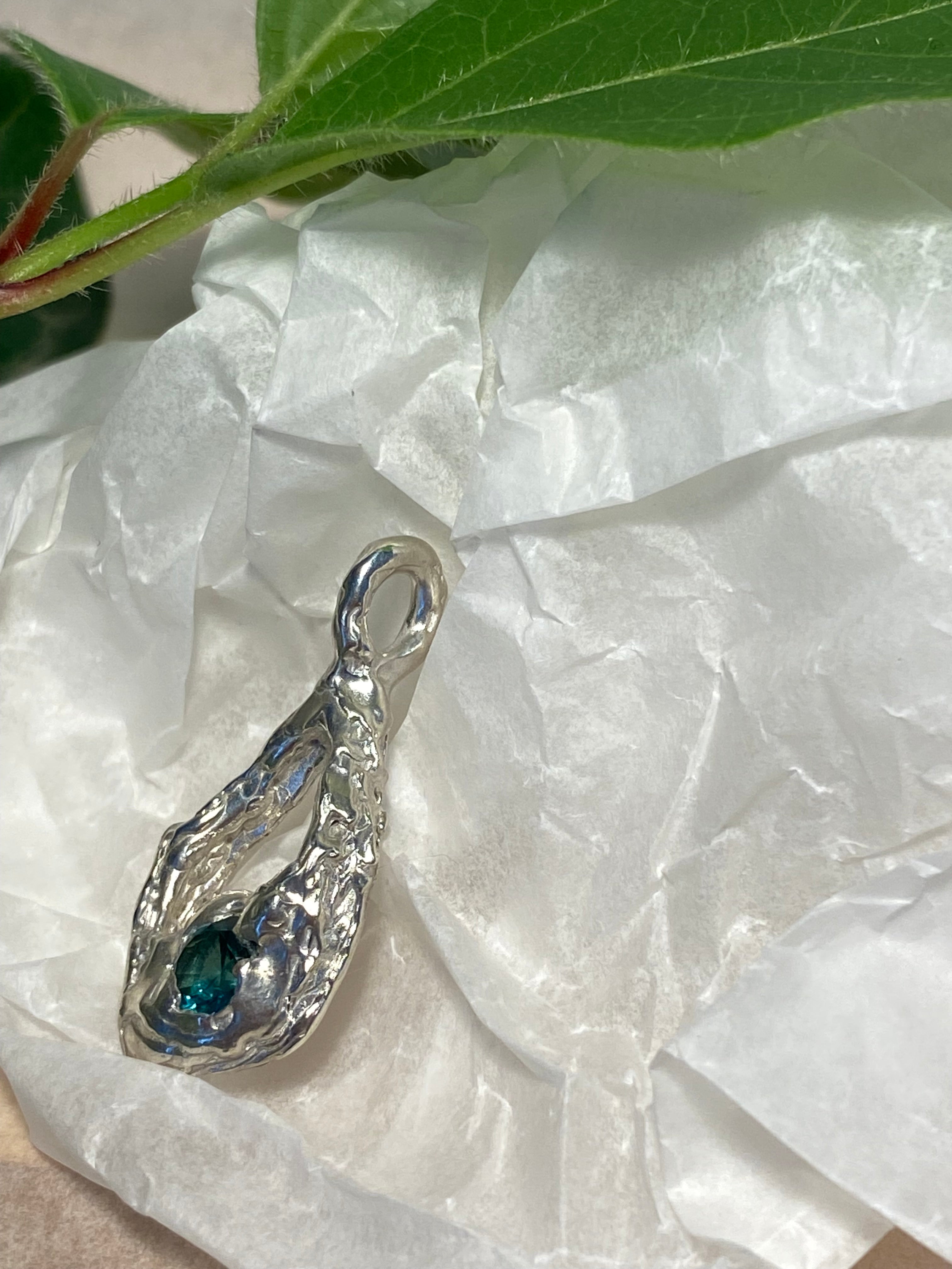 Silver and Green Tourmaline pendant