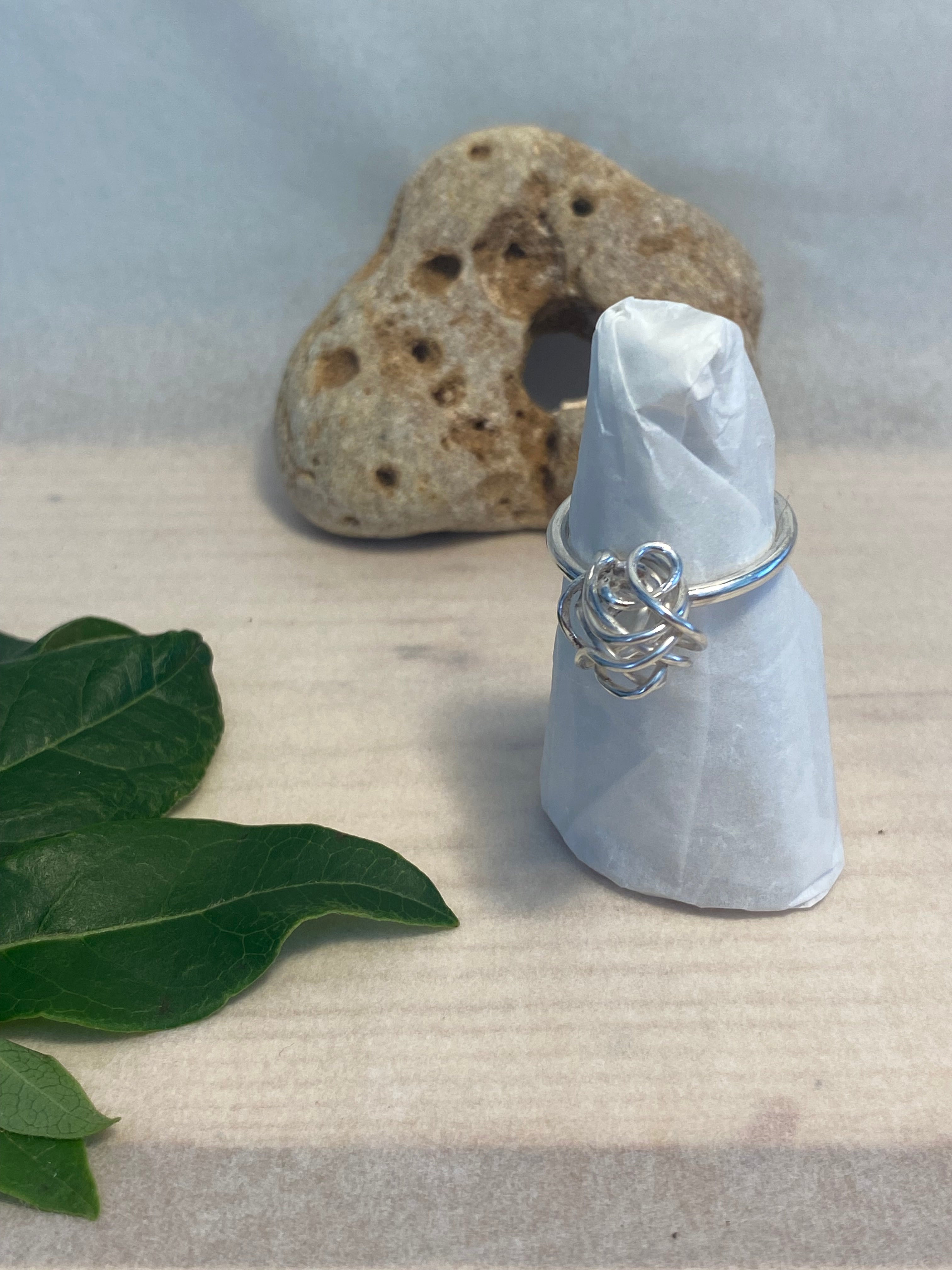 Tangled Wire Ball Sterling Silver Ring