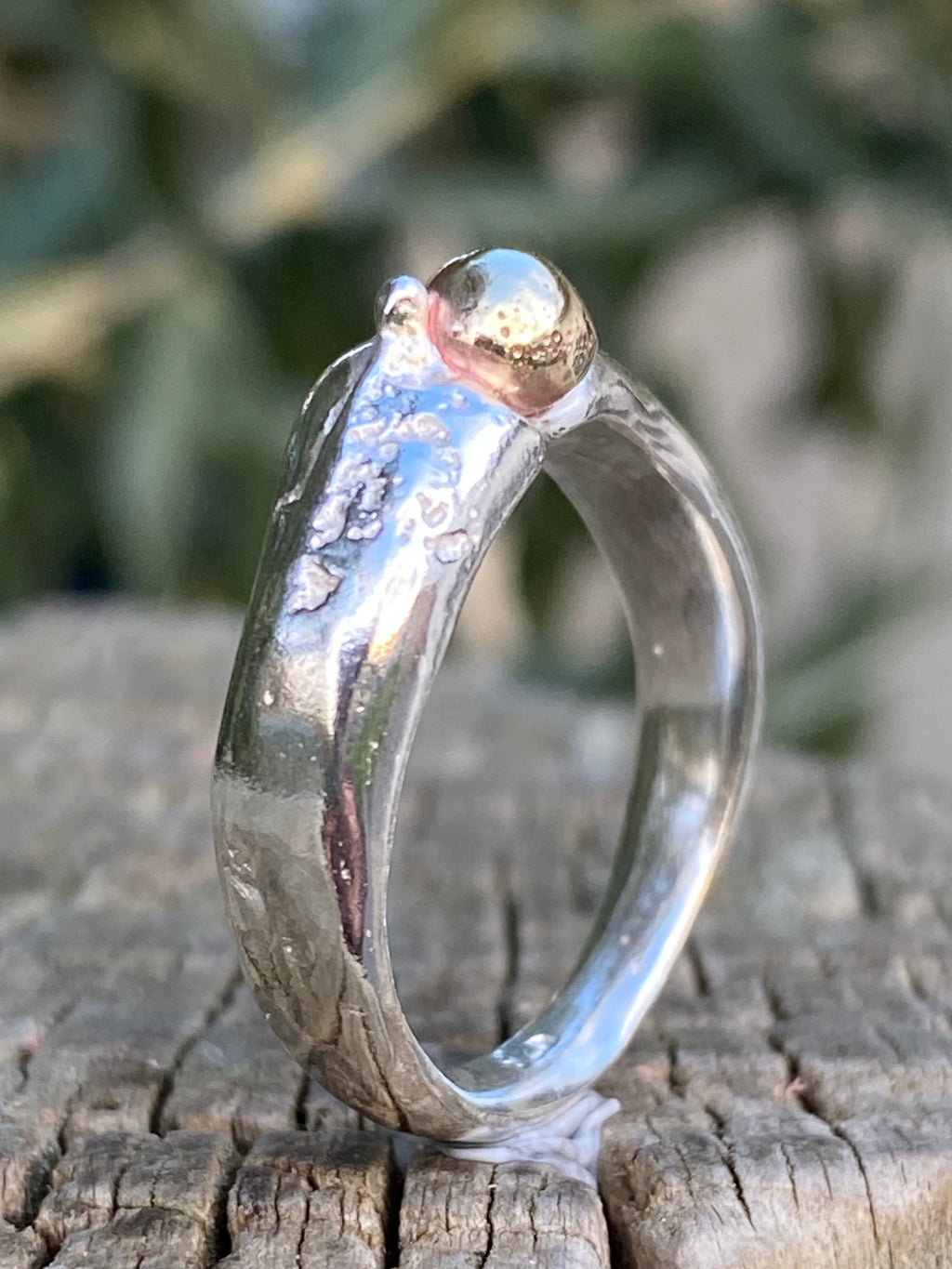 Sterling Silver Brass Seed Ring | Size N | One of a Kind