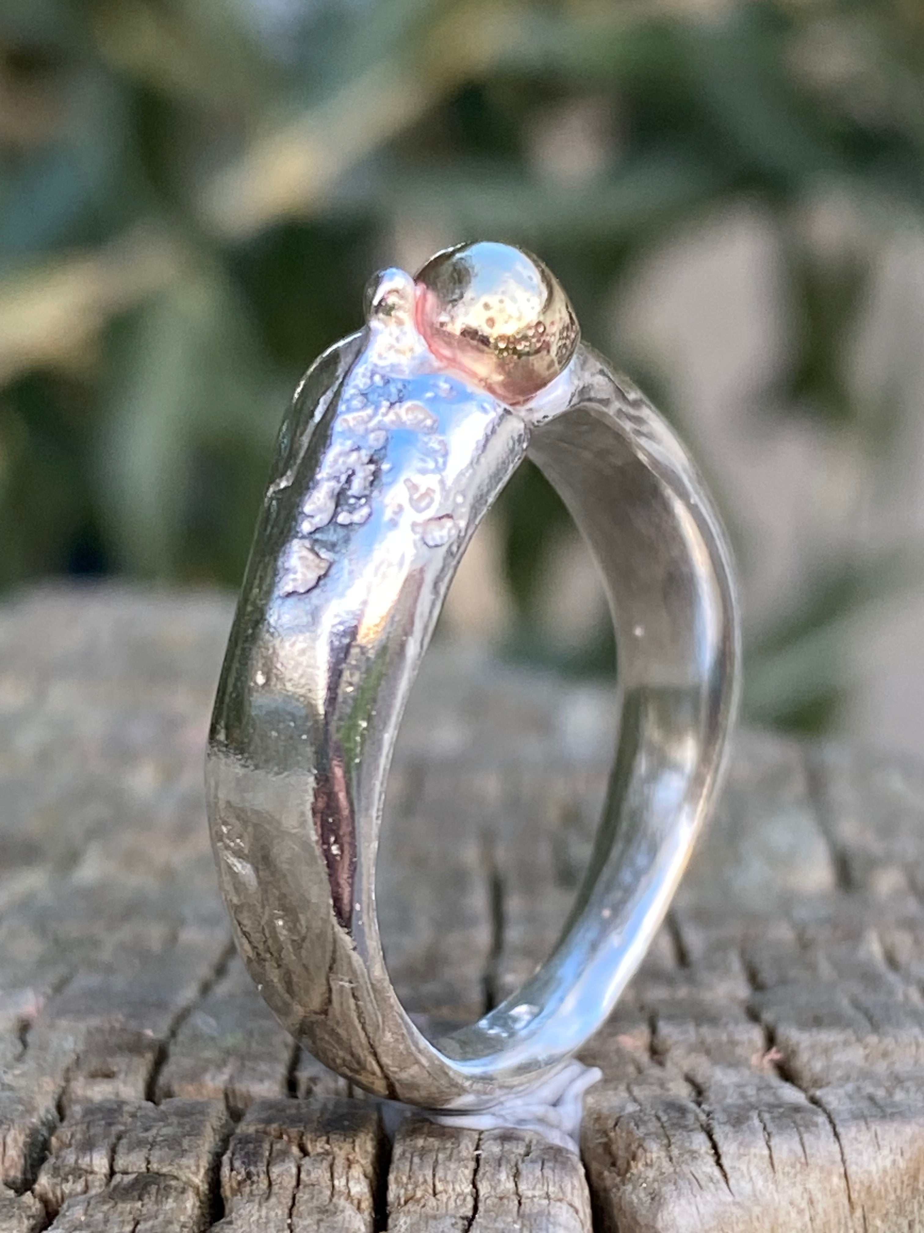 Sterling Silver Brass Seed Ring | Size N | One of a Kind