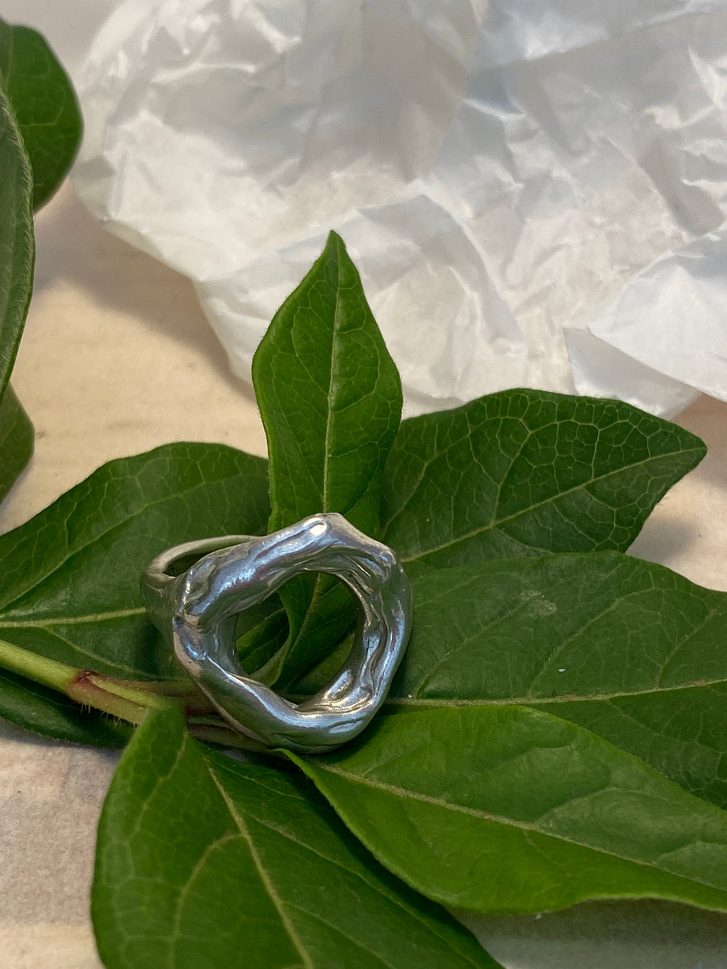 Sterling silver molten look ring