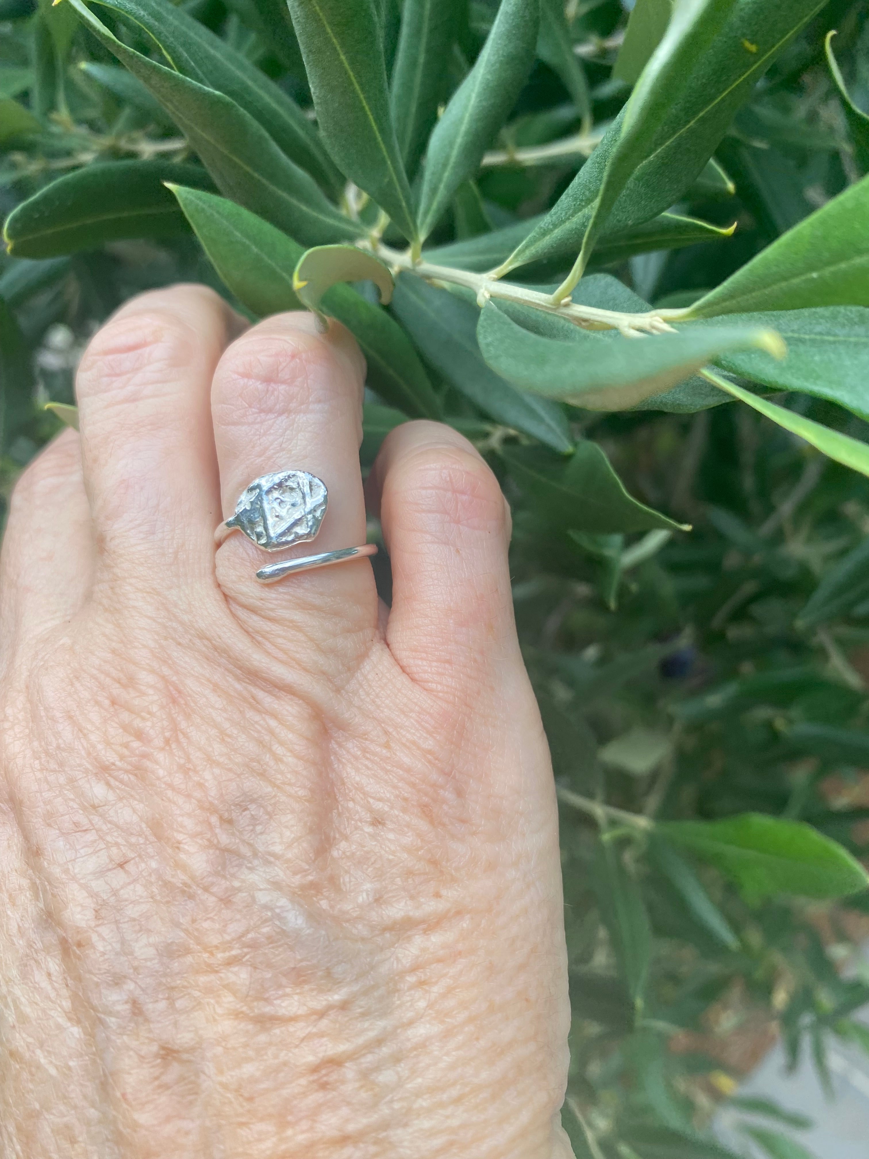 Adjustable Impressions Sterling Silver Ring
