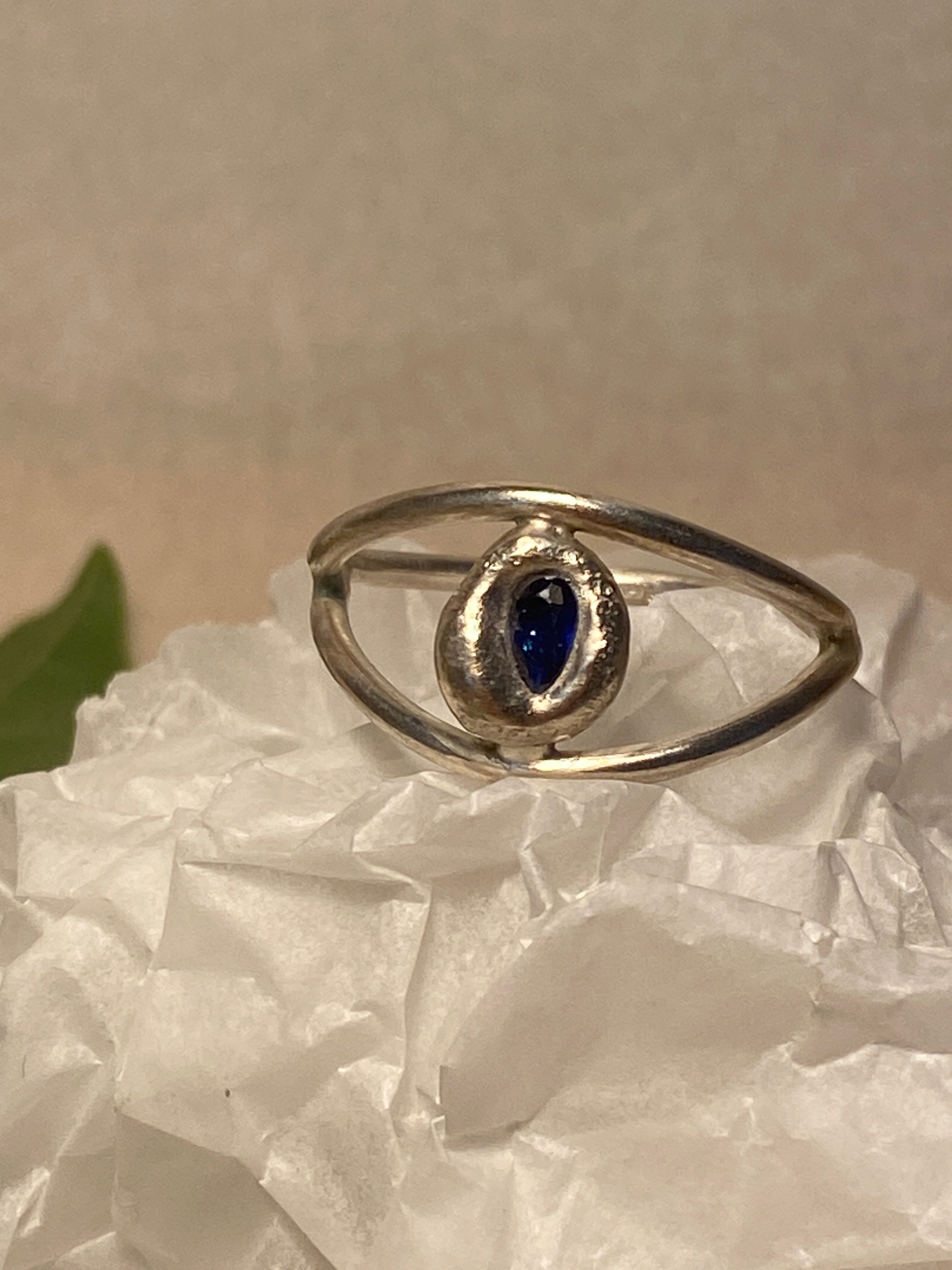 Blue Spinel and Sterling Silver ring