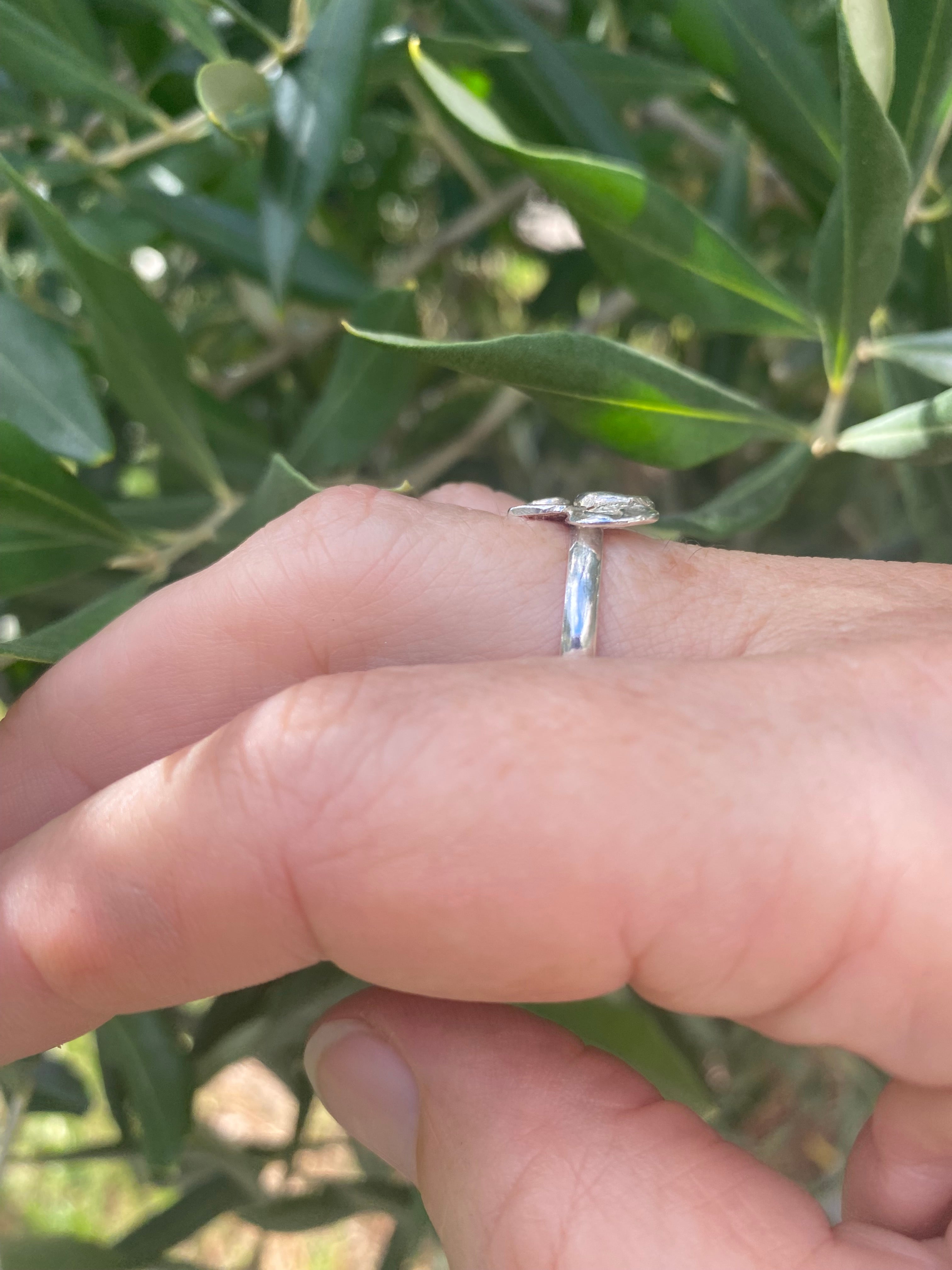 Molten Silver Flower Posy Ring