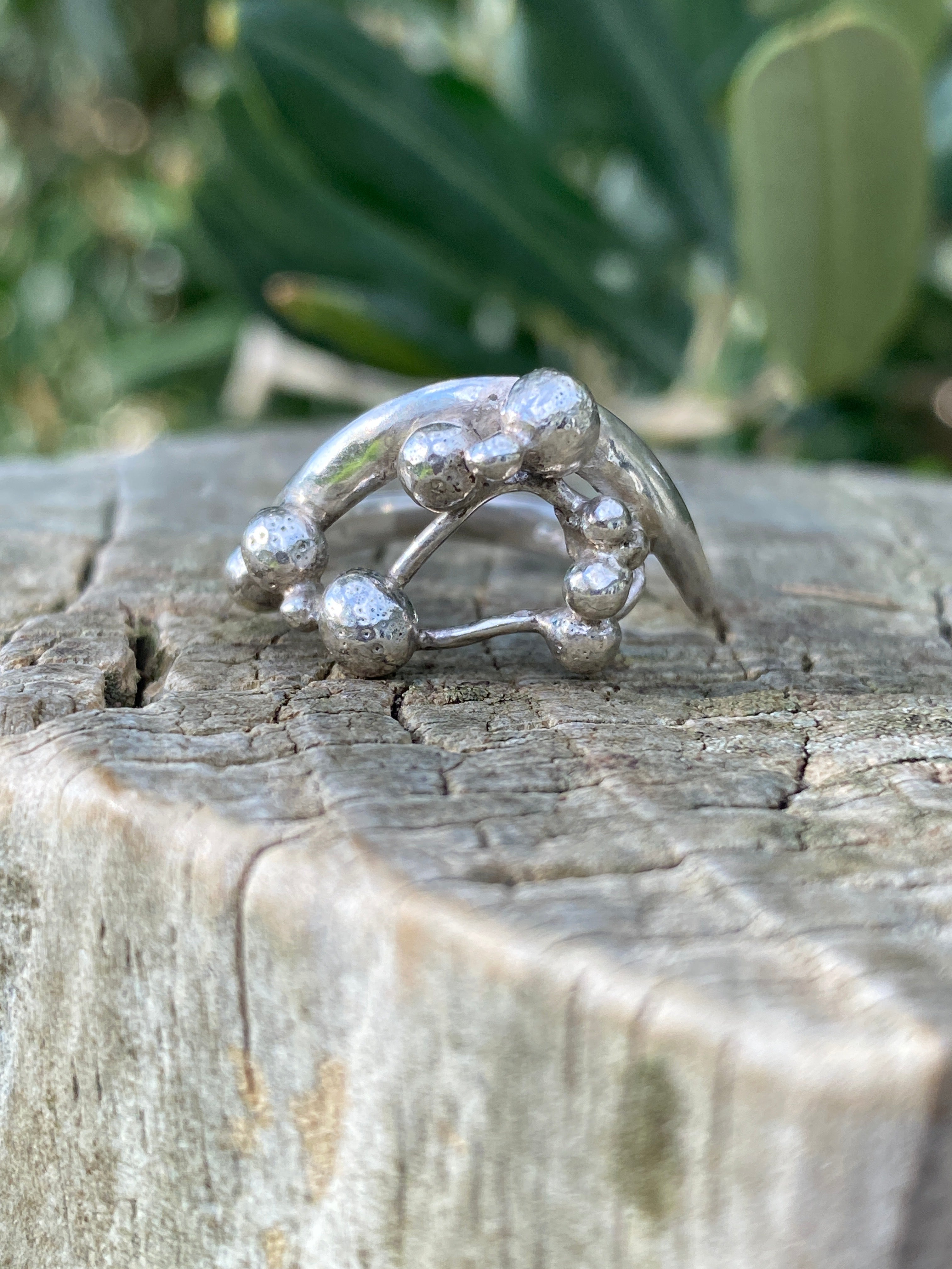 Waves, Pebbles & Tendrils Sterling Silver Ring
