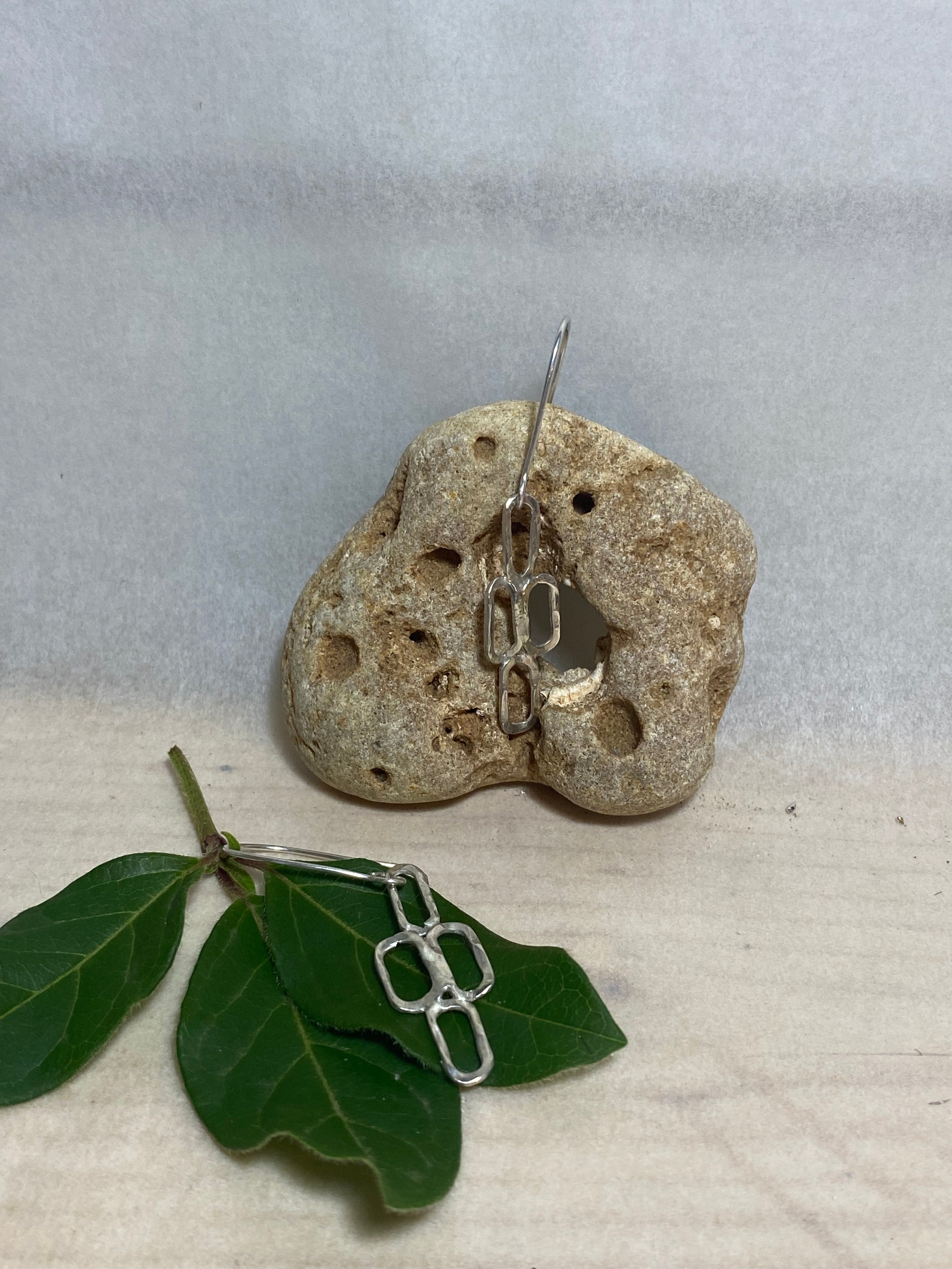 Sterling Silver Organic Link Earrings