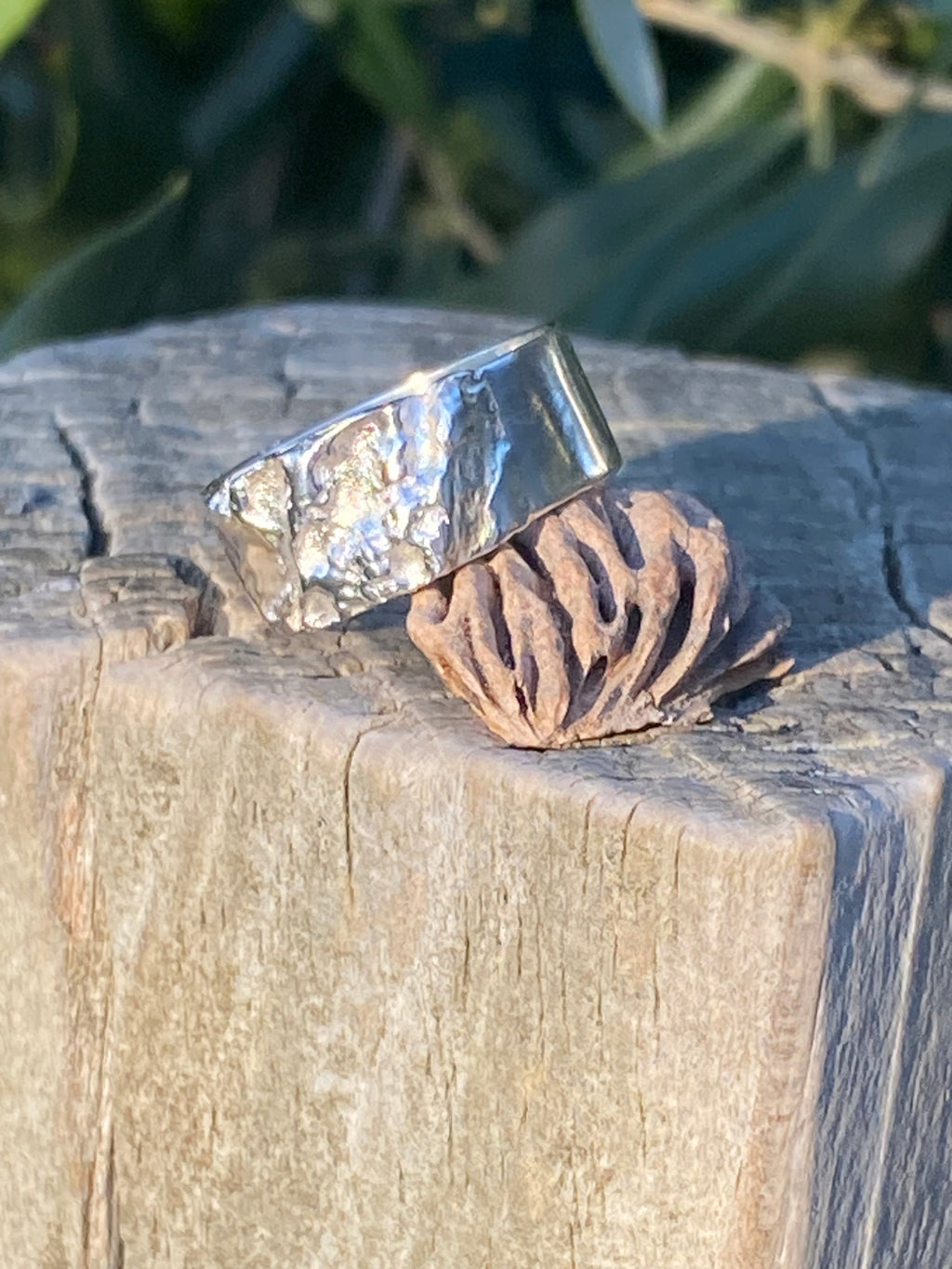 Almond Kernel Ring, Sterling Silver, Size P