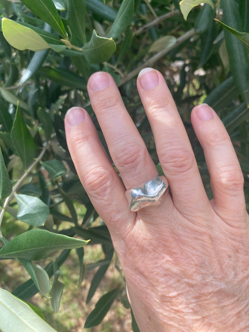 Organic Statement Ring — Wax Carved Sterling Silver