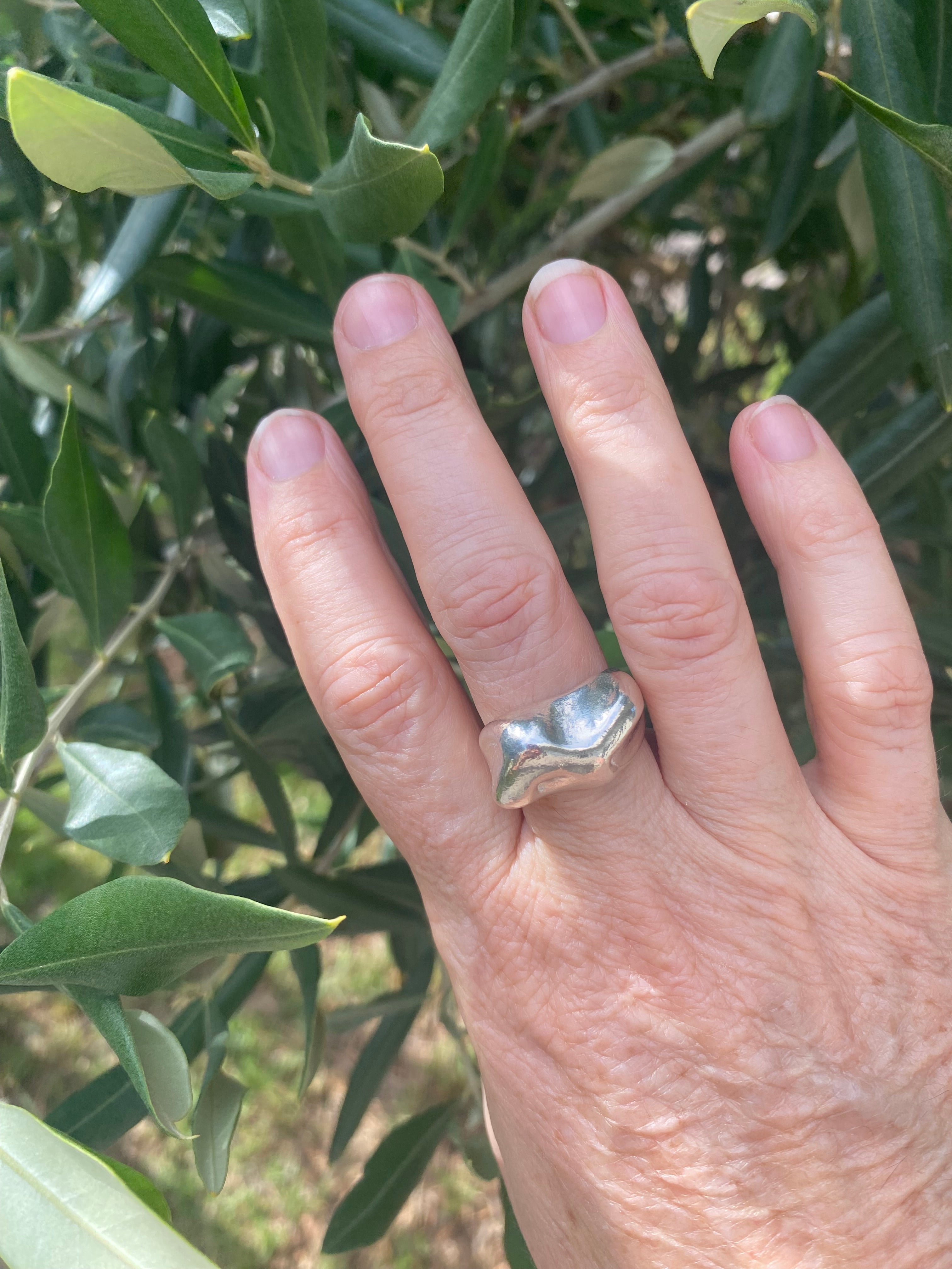 Organic Statement Ring — Wax Carved Sterling Silver
