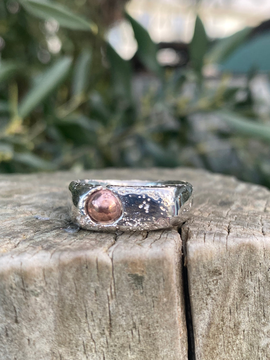Copper Rockpool Signet Ring – Size S1/2, Sterling Silver and Copper