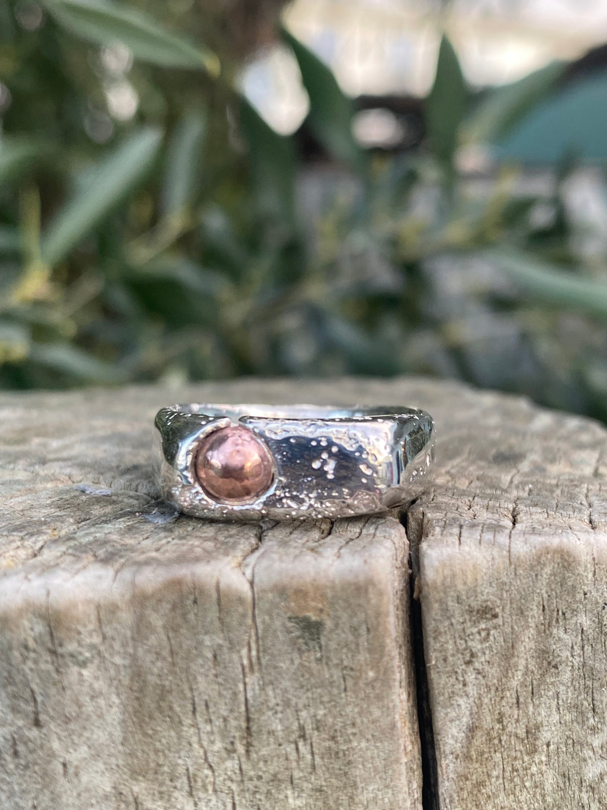 Copper Rockpool Signet Ring – Size S1/2, Sterling Silver and Copper