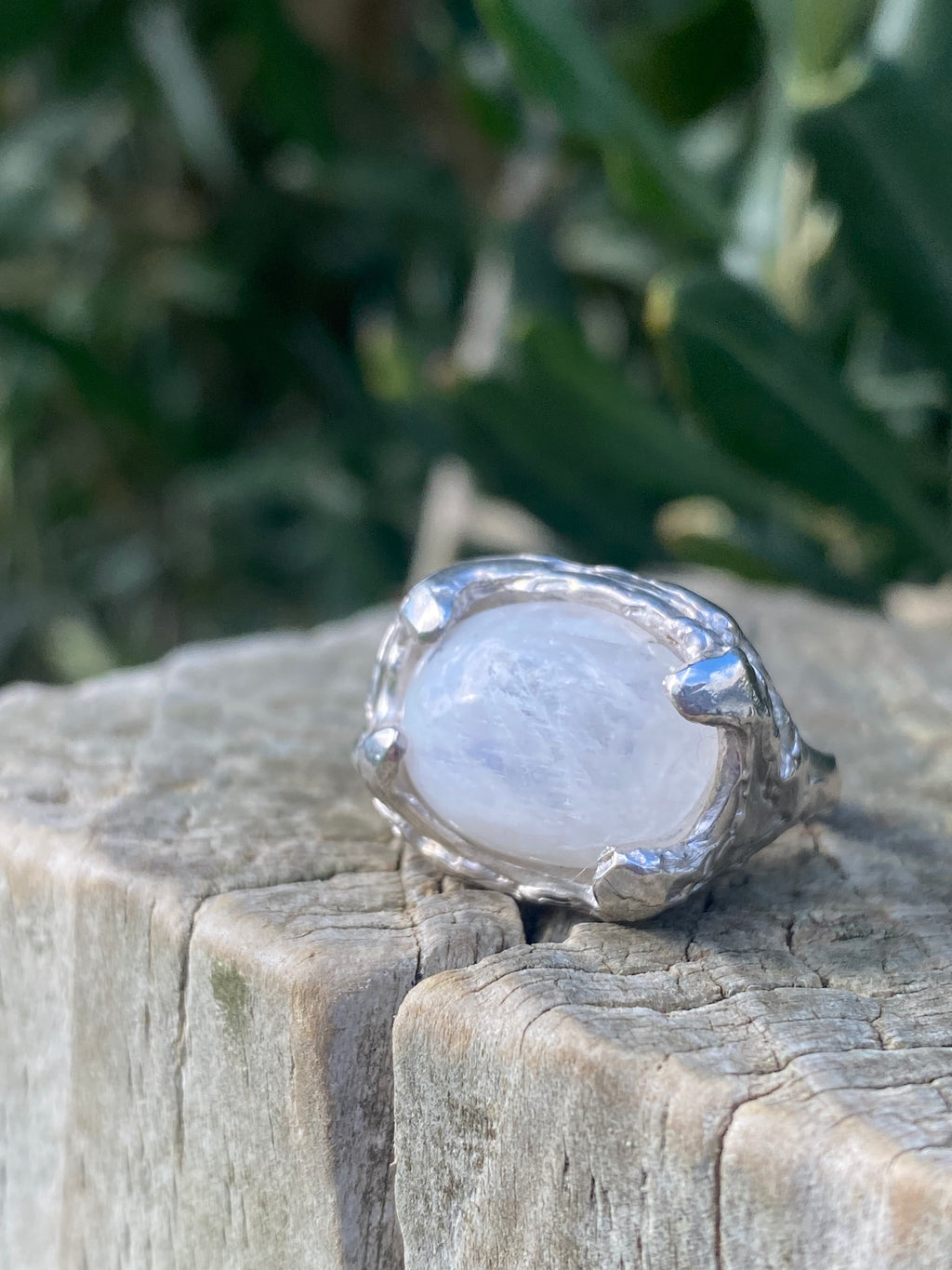 Moonstone Ring — Sculpted Sterling Silver
