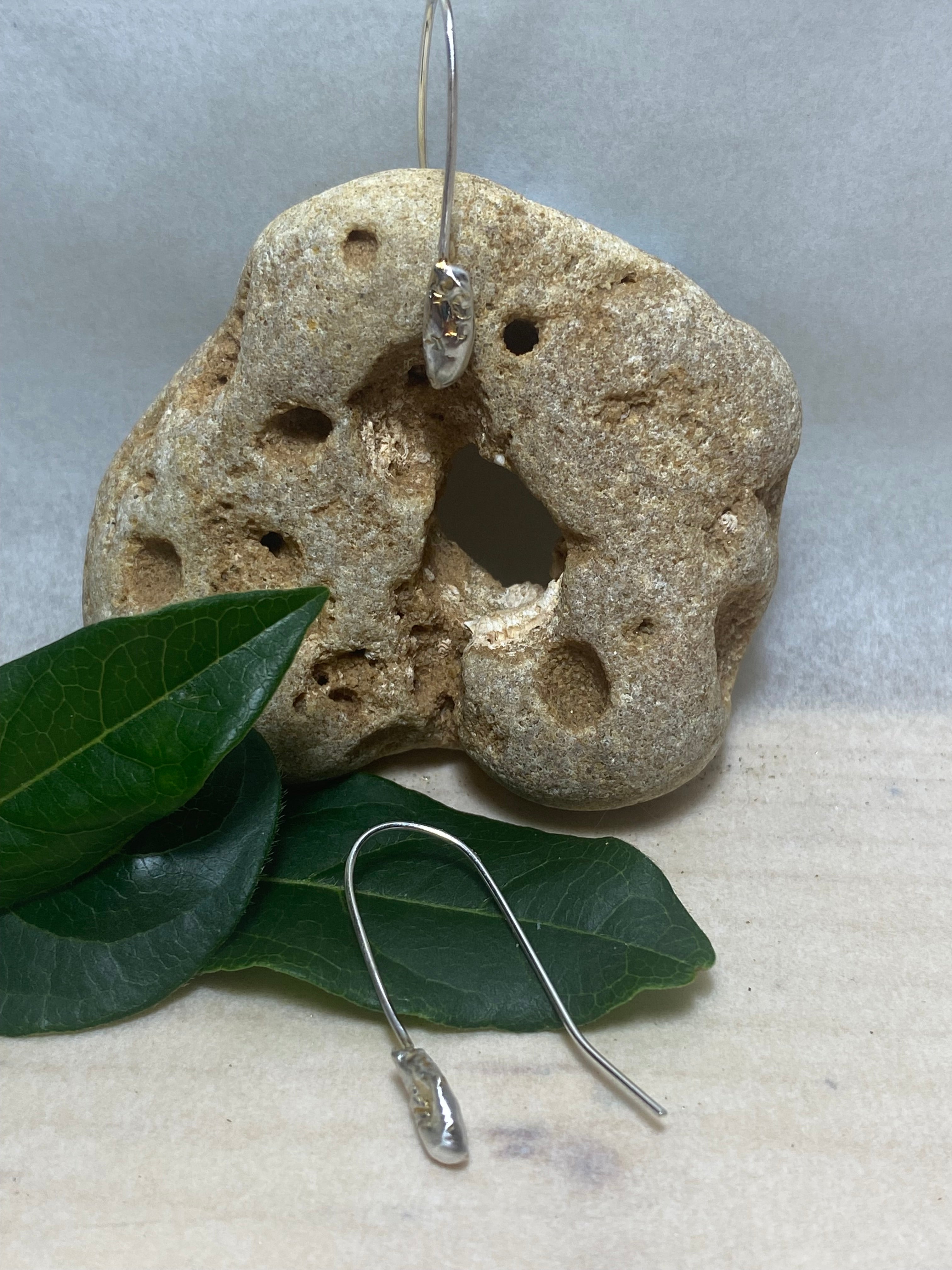 Tide Drop Earrings - Water Cast Sterling Silver