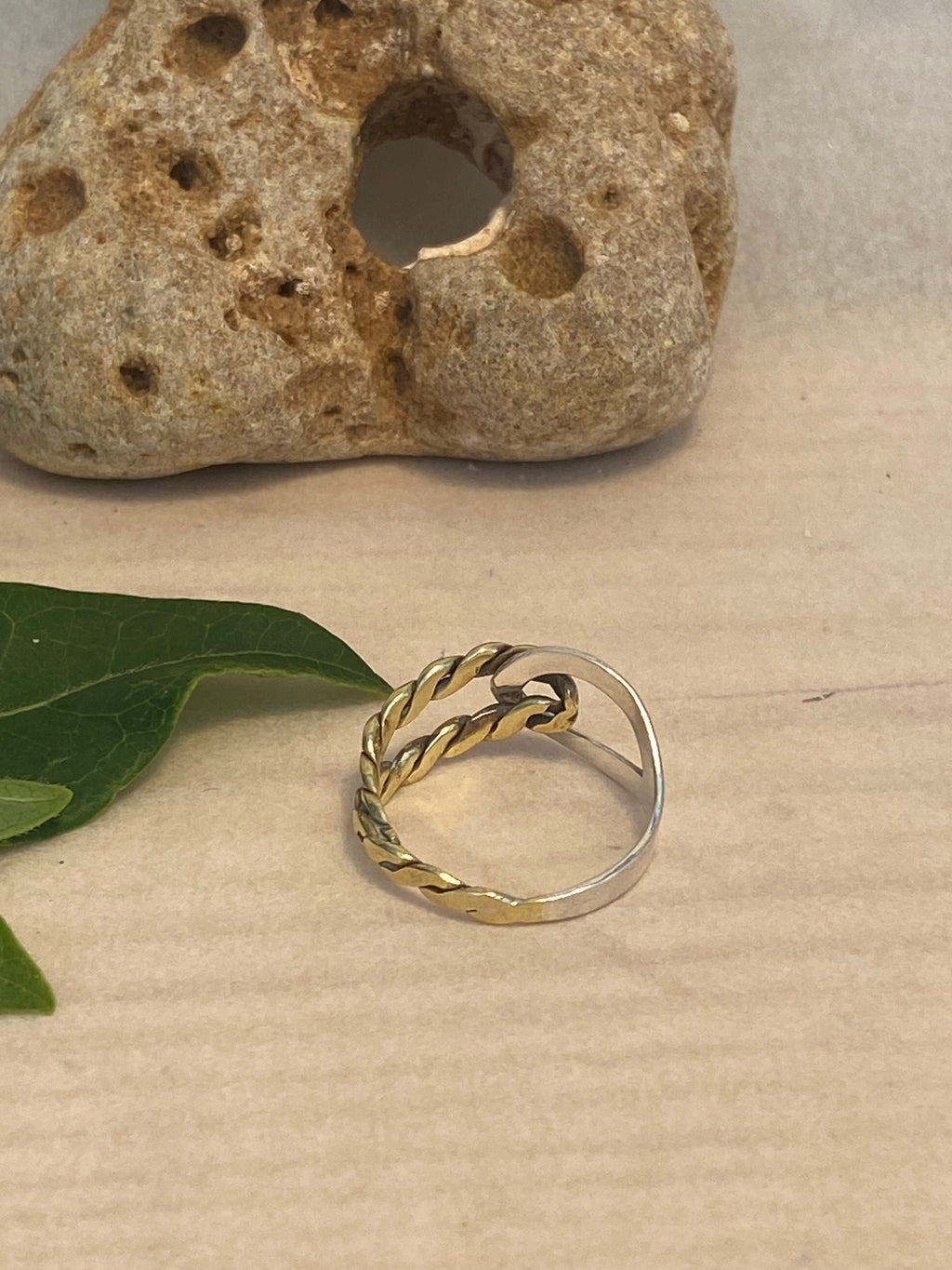 Needle & Thread Adjustable Ring — Silver & Brass