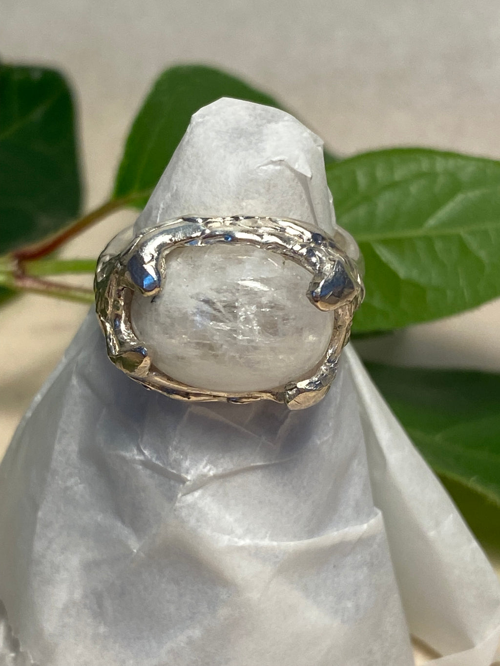 Moonstone Ring — Sculpted Sterling Silver