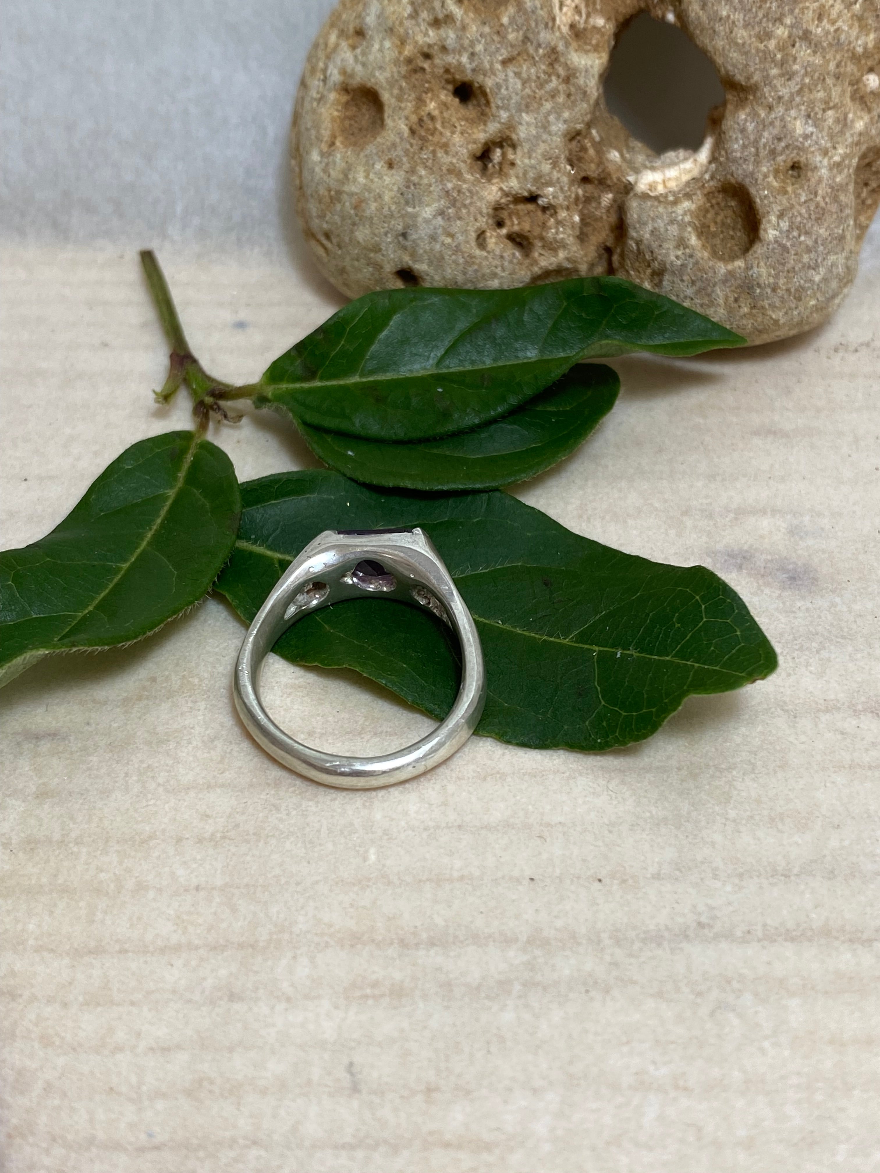 Delicate Signet Alexandrite Sterling Silver Ring