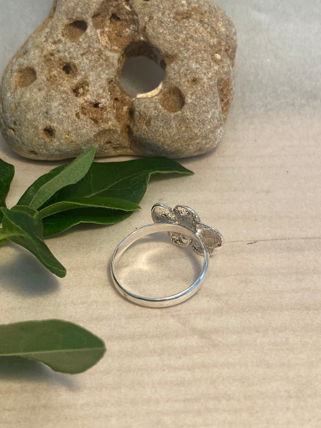 Molten Silver Flower Posy Ring