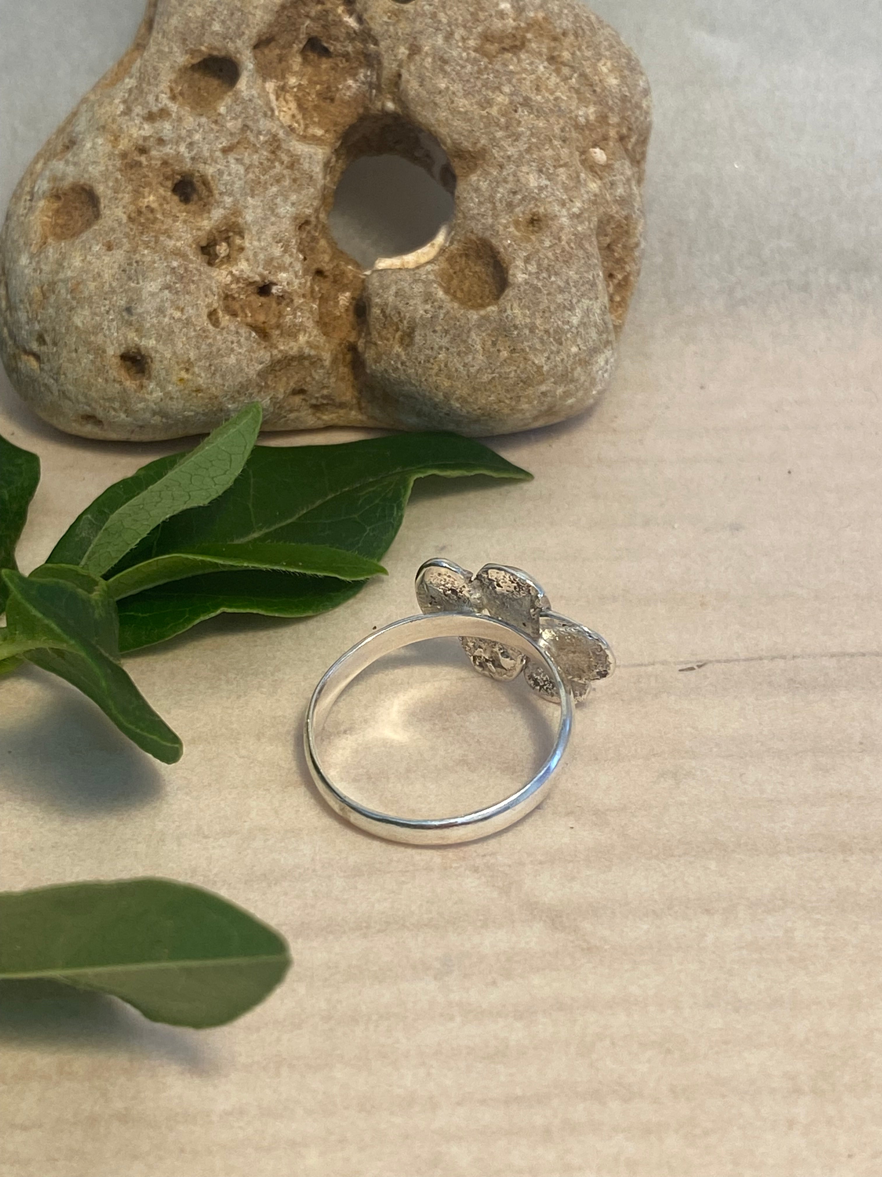 Molten Silver Flower Posy Ring