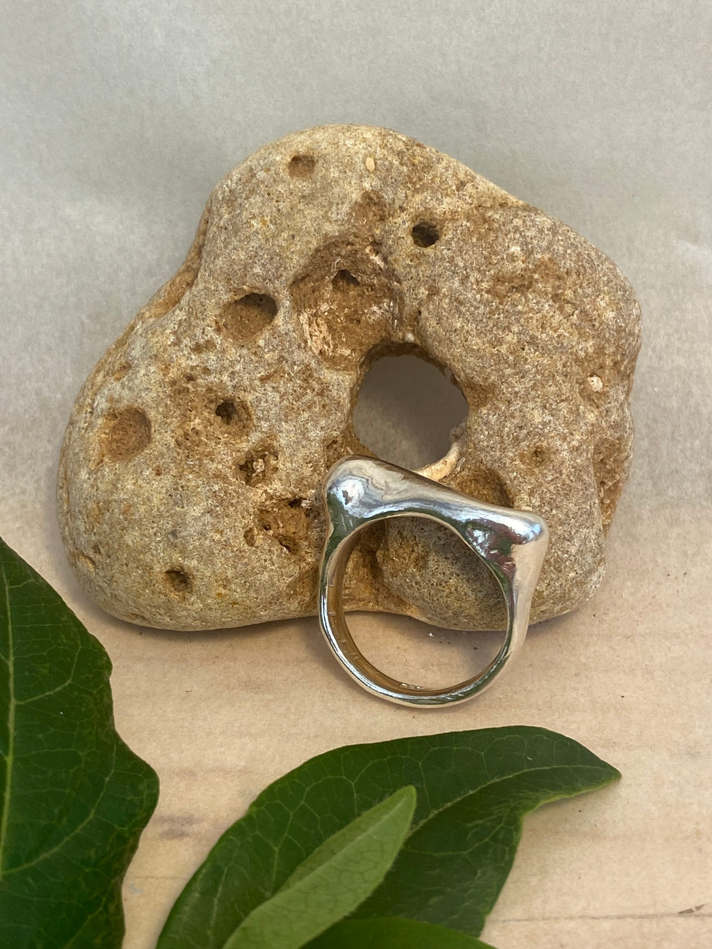 Flow Wax Carved Sterling Silver Statement Ring
