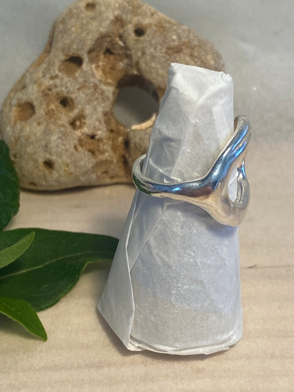 Molten Circle Wax Carved Sterling Silver Statement Ring