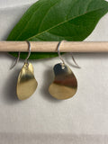 Polished brass earrings with sterling silver loops