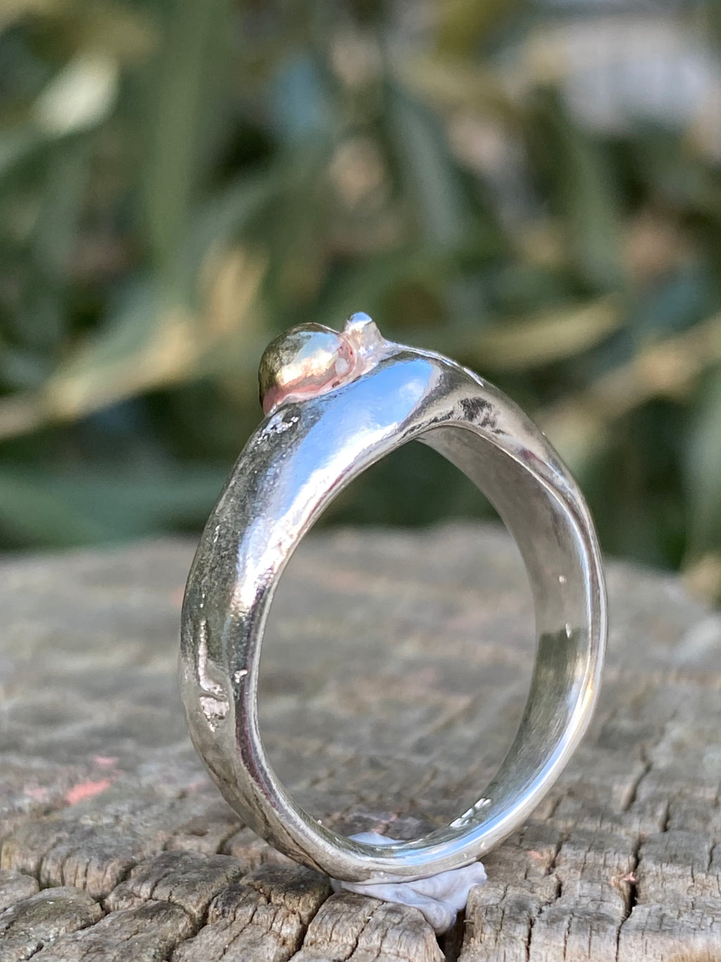 Sterling Silver Brass Seed Ring | Size N | One of a Kind