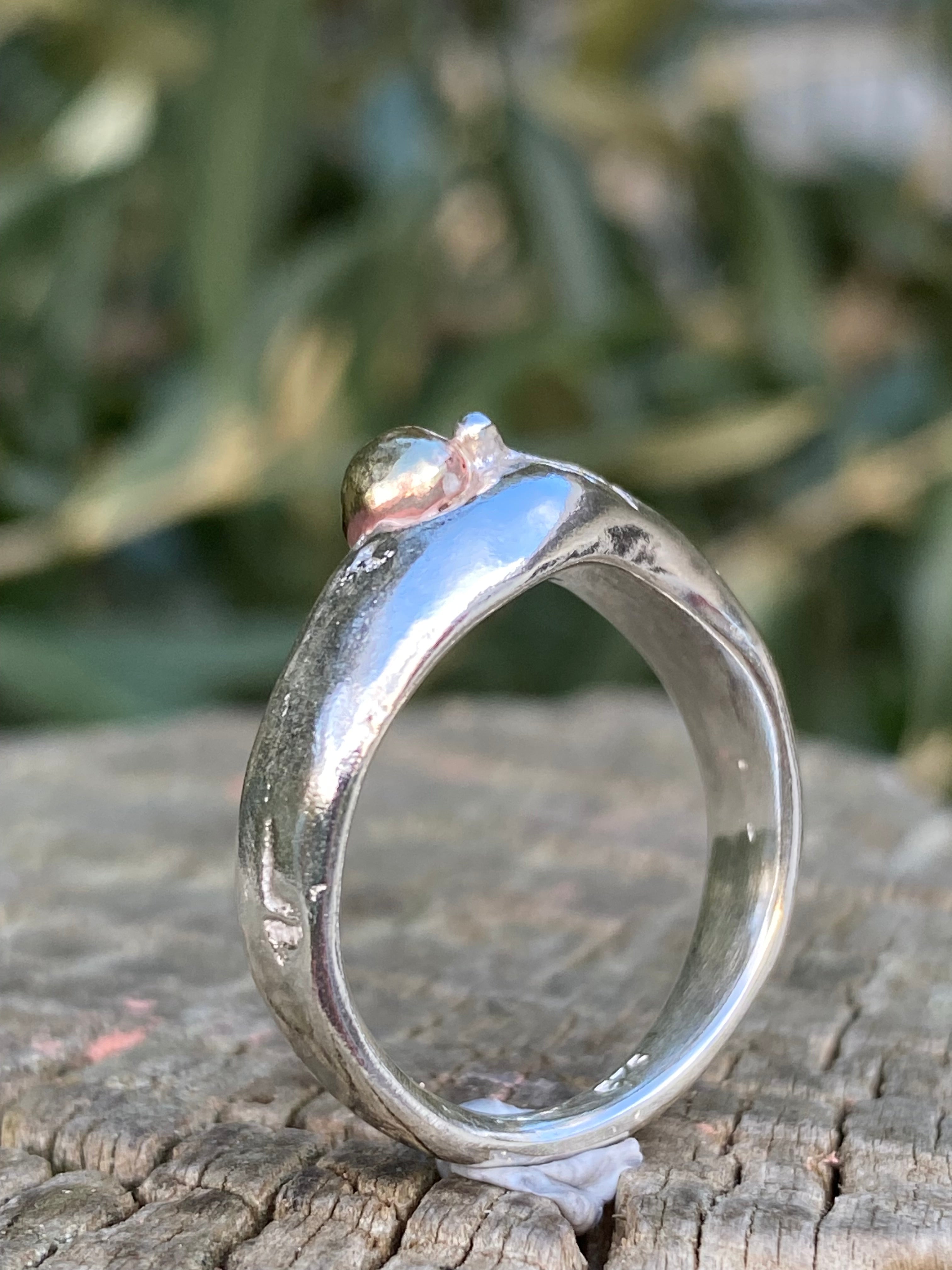 Sterling Silver Brass Seed Ring | Size N | One of a Kind