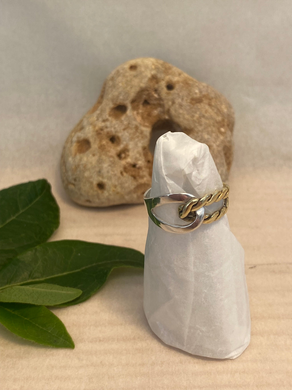 Needle & Thread Adjustable Ring — Silver & Brass